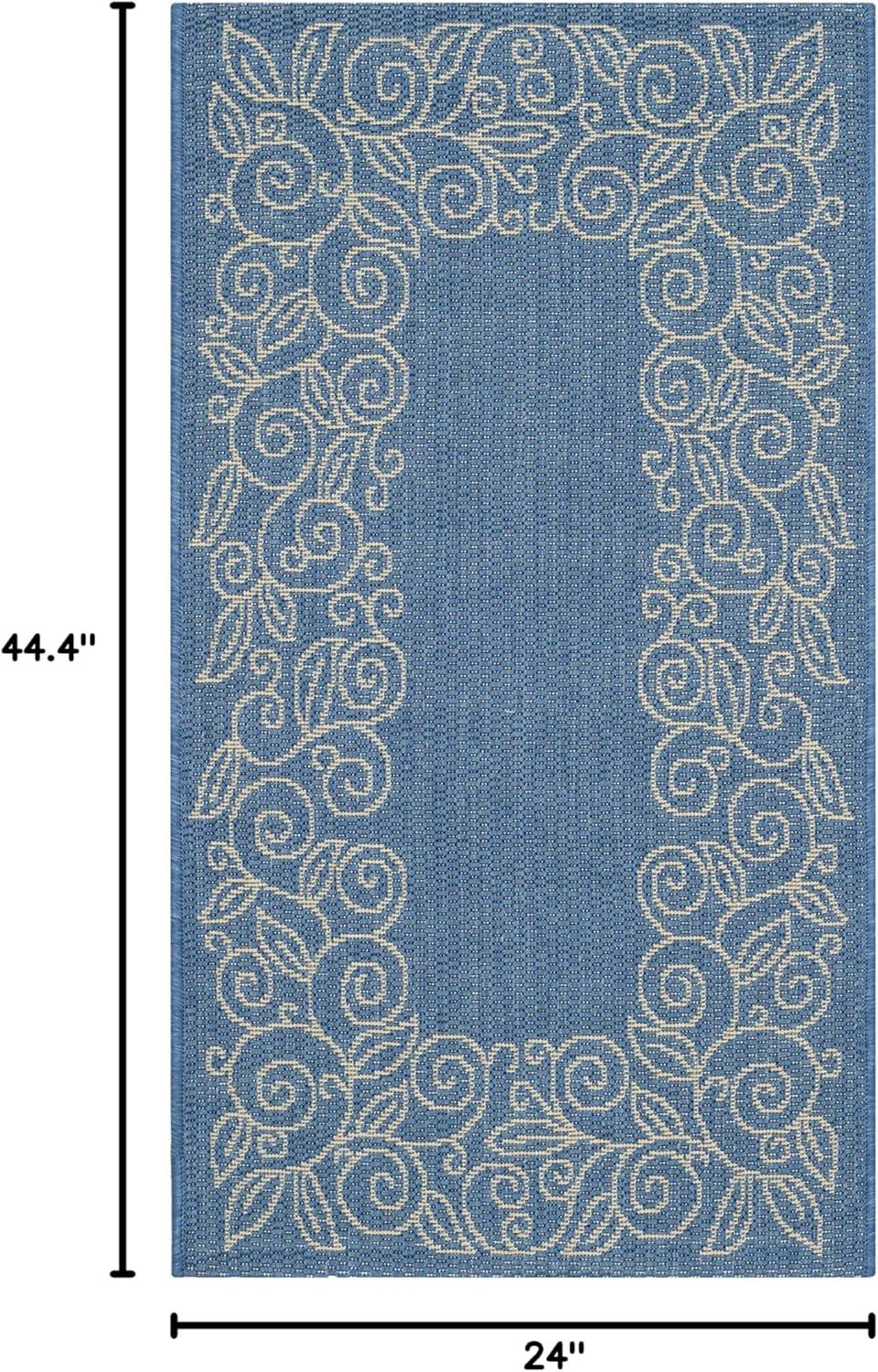 Courtyard CY5139 Power Loomed Indoor and Outdoor Accent Rug - Blue/Beige - 2'x3'7" - Safavieh