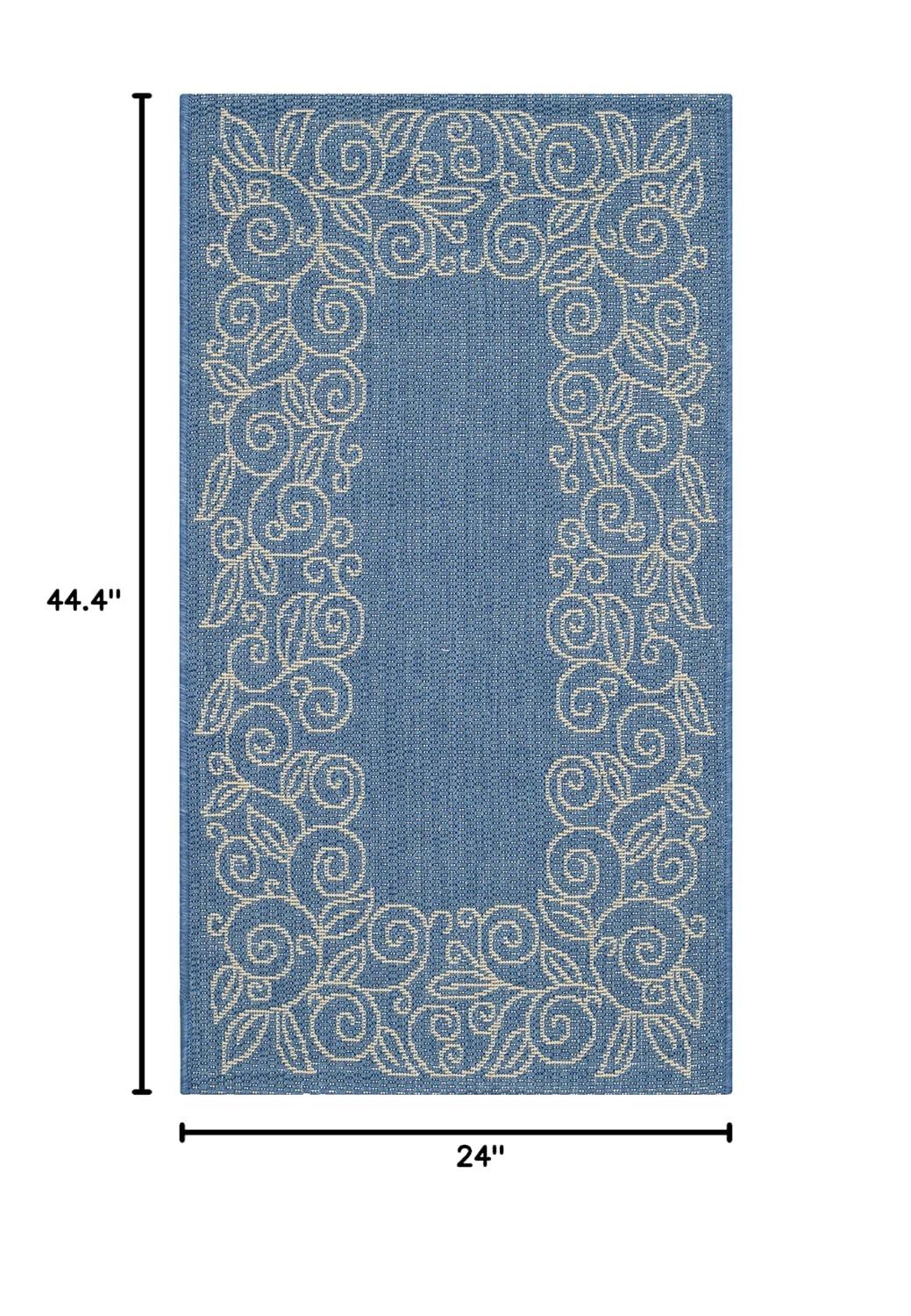 Courtyard CY5139 Power Loomed Indoor and Outdoor Accent Rug - Blue/Beige - 2'x3'7" - Safavieh