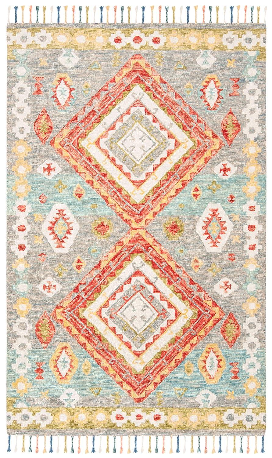Aspen APN119 Hand Tufted Area Rug - Green/Red - 5' X 8' - Safavieh.