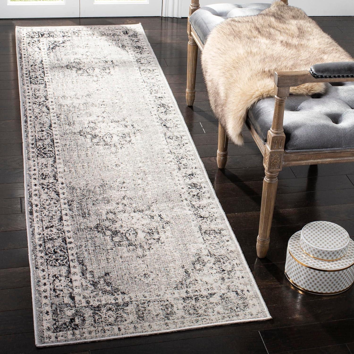 Gray Medallion 8' x 10' Easy-Care Synthetic Area Rug