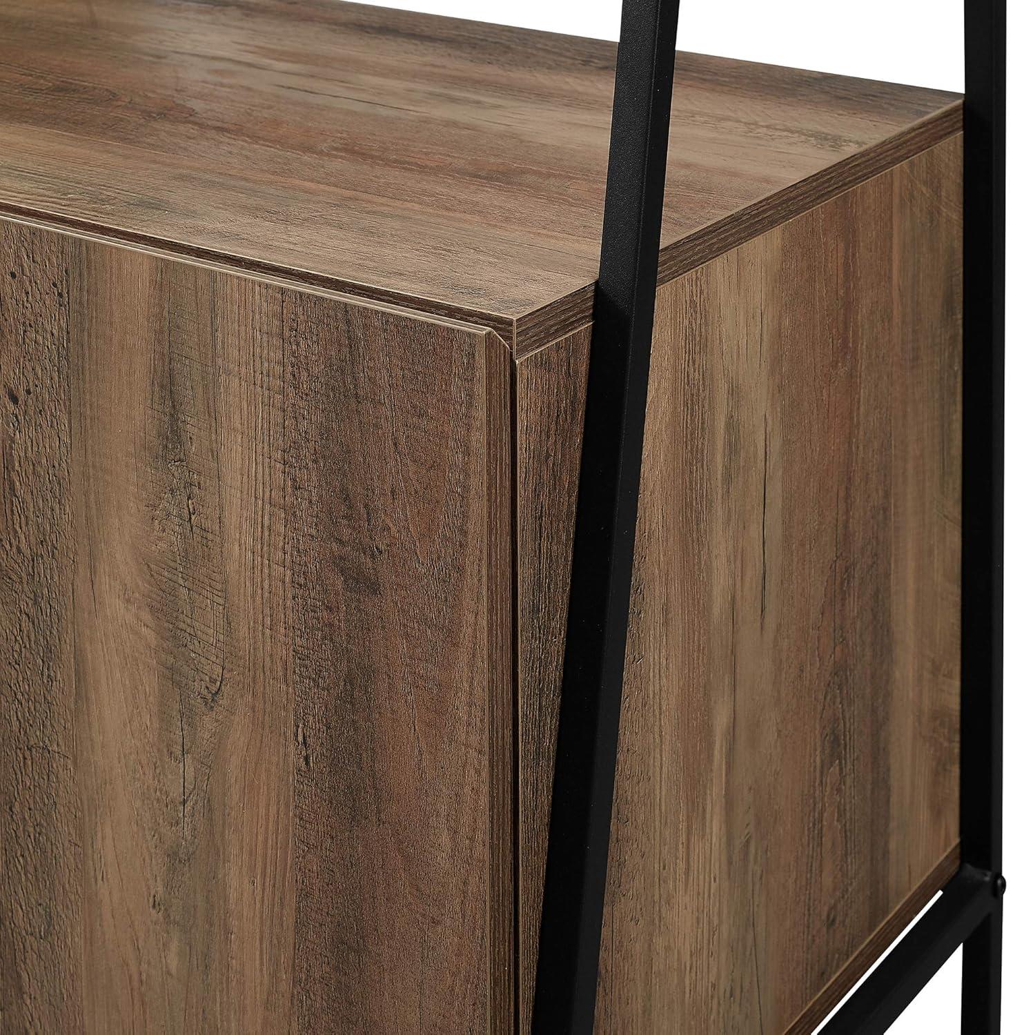 Walker Edison Urban Industrial 4-Shelf Ladder Bookcase, Reclaimed Barnwood