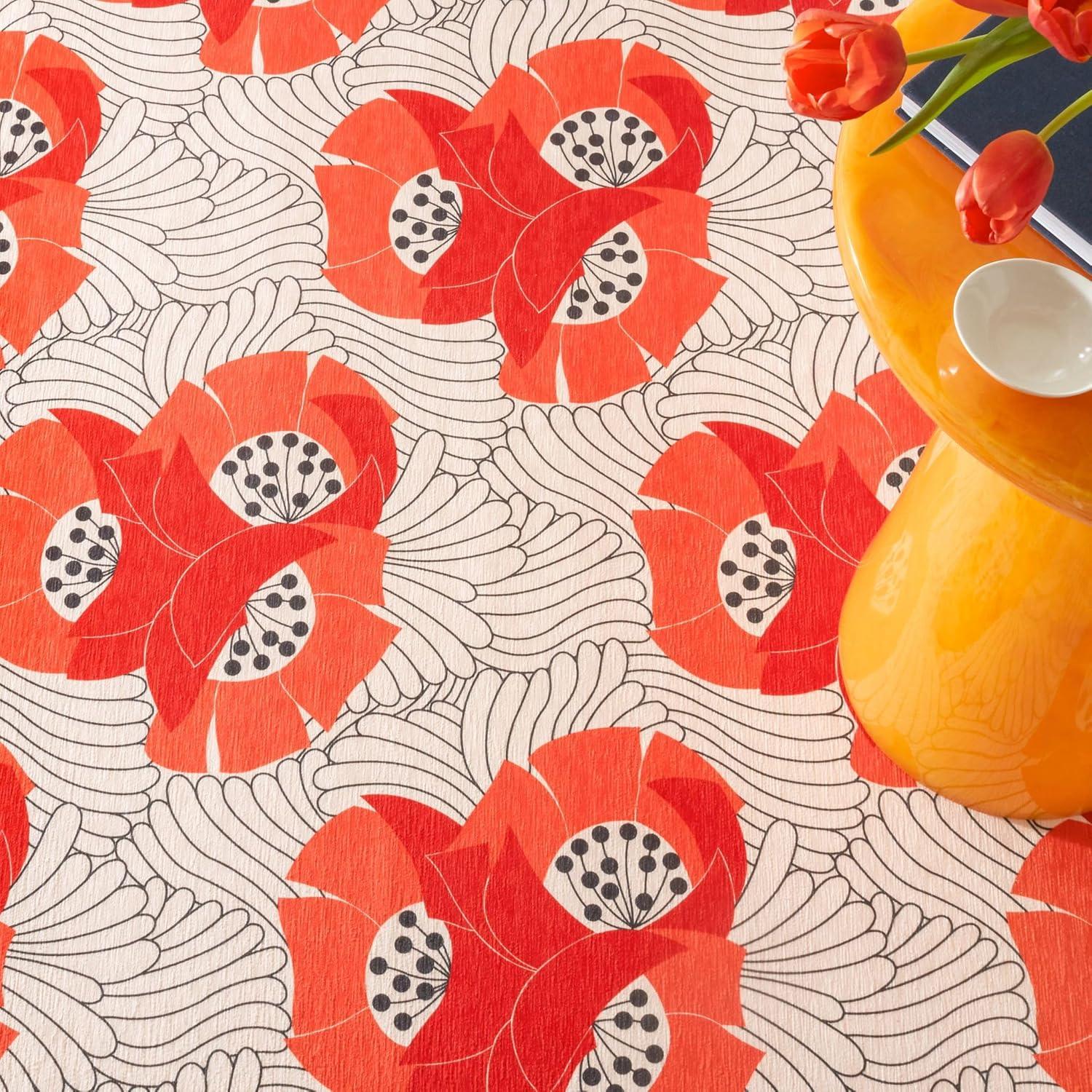 Annie Selke - Dash & Albert Japanese Poppy Multi Machine Washable Rug, 5x8, Multi