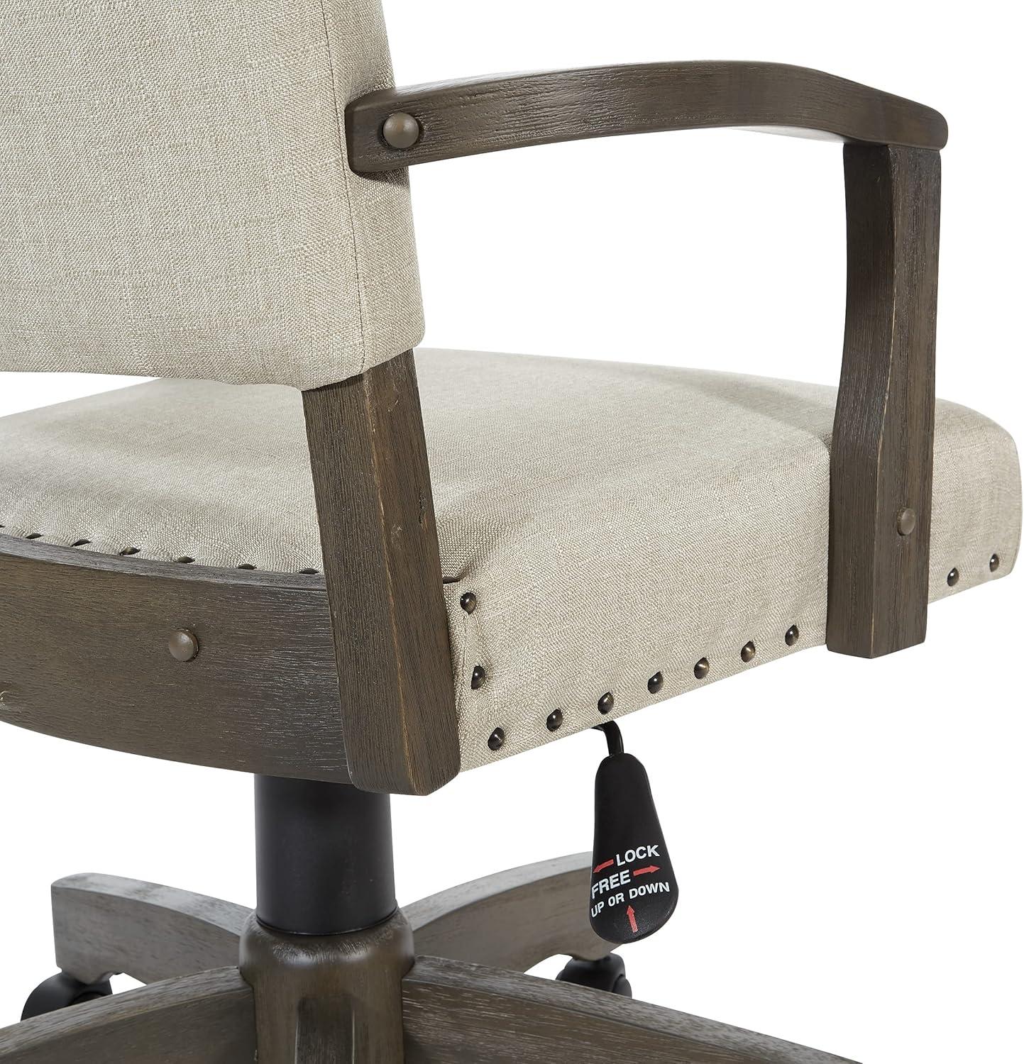 Santina Bankers Chair with Antique Gray Finish and Ivory White Fabric