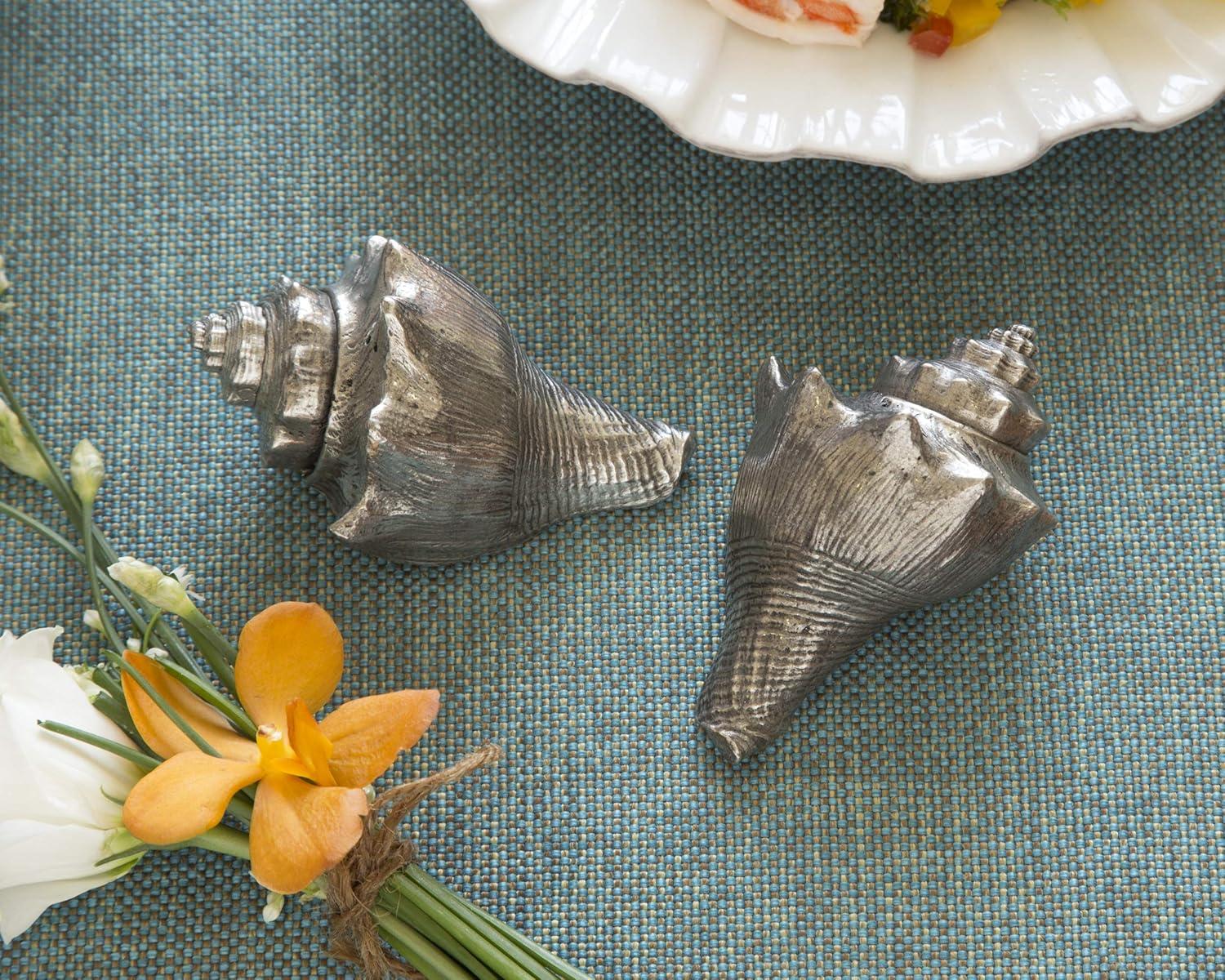 Pewter Conch Shell Salt and Pepper Shaker Set