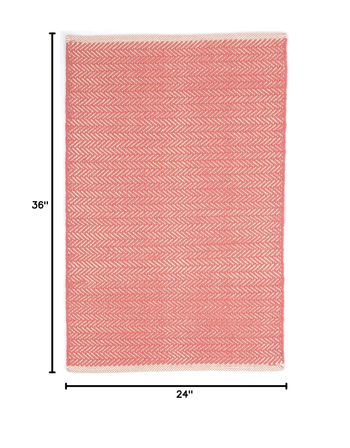 Herringbone Coral Handwoven Cotton Rug