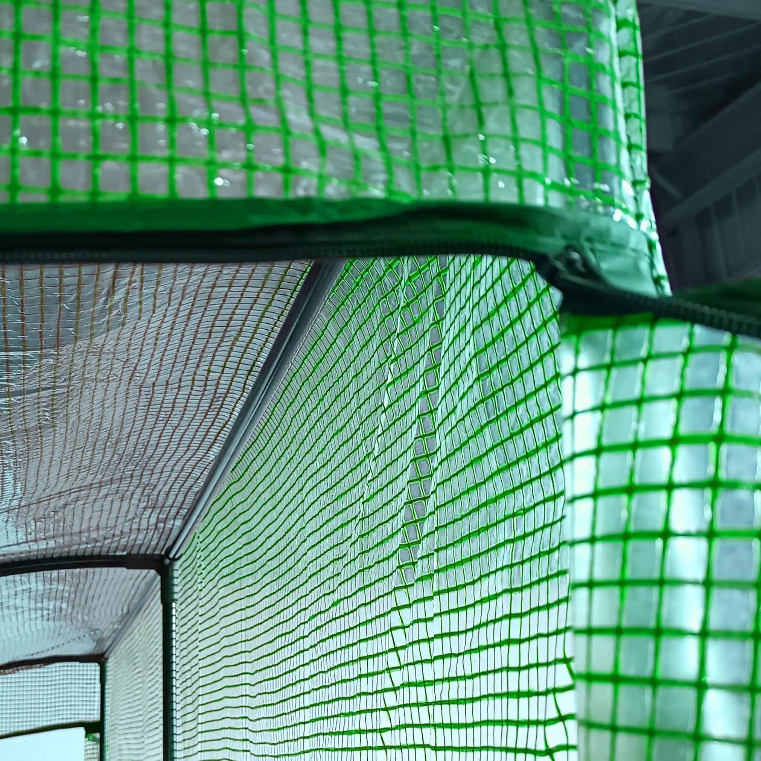 HLILish Outsunny 7' X 3' X 7' Lean To Greenhouse, Walk-In Green House, Plant Nursery With 2 Roll-Up Doors And Windows, PE Cover And 3 Wire Shelves