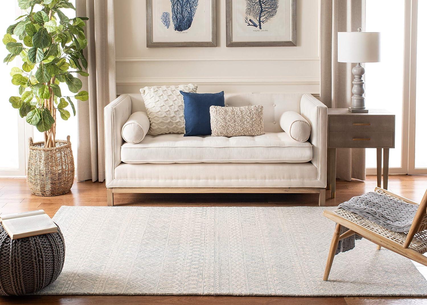 Micro-Loop MLP502 Hand Tufted Indoor Area Rug - Aqua/Ivory - 4'x6' - Safavieh