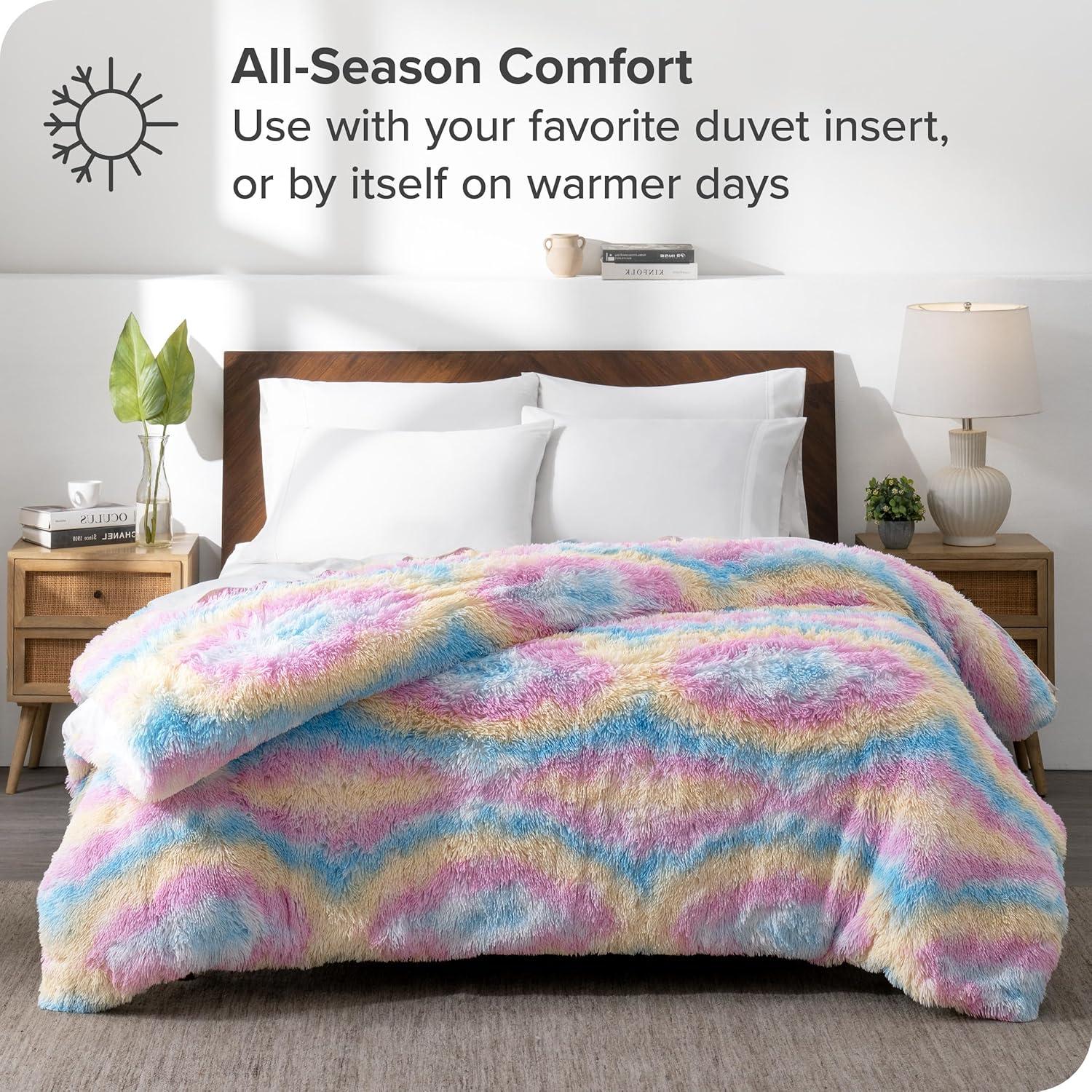 Multi Tie-Dye Twin/Twin XL Shaggy Duvet Cover by Bare Home