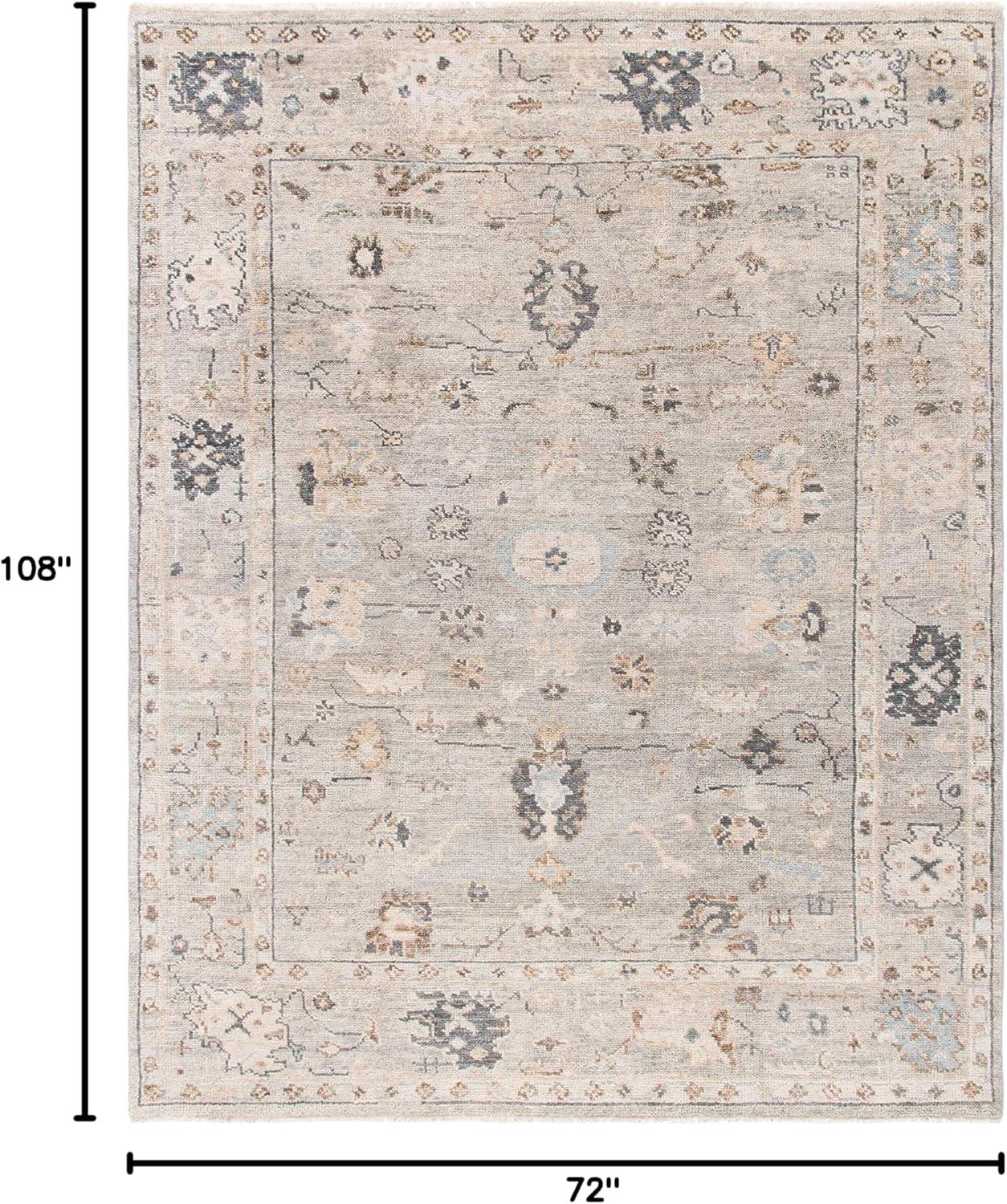 Samarkand Grey 9' x 12' Hand-Knotted Traditional Wool Area Rug