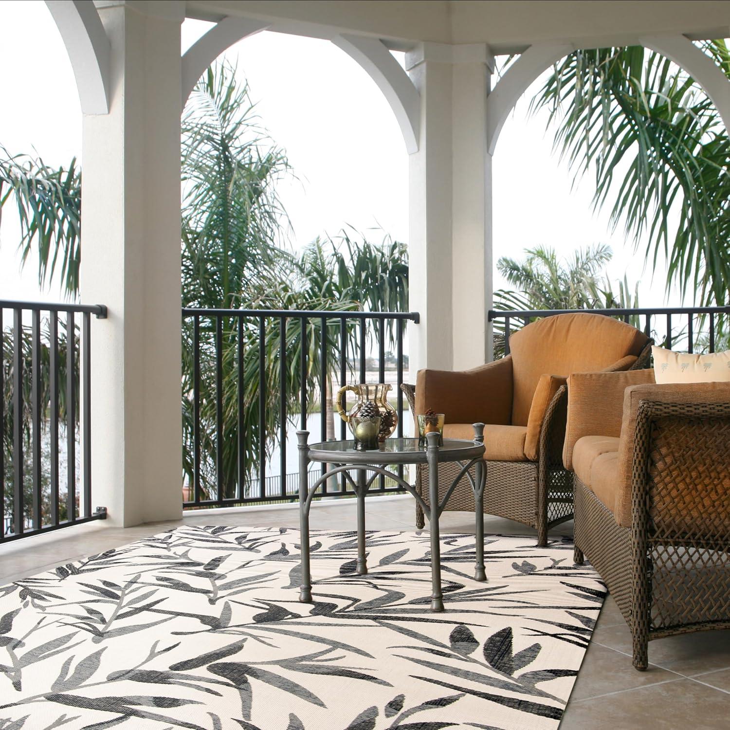 Courtyard CY7425 Power Loomed Indoor/Outdoor Area Rug - Beige/Anthracite - 8'x11' - Safavieh.