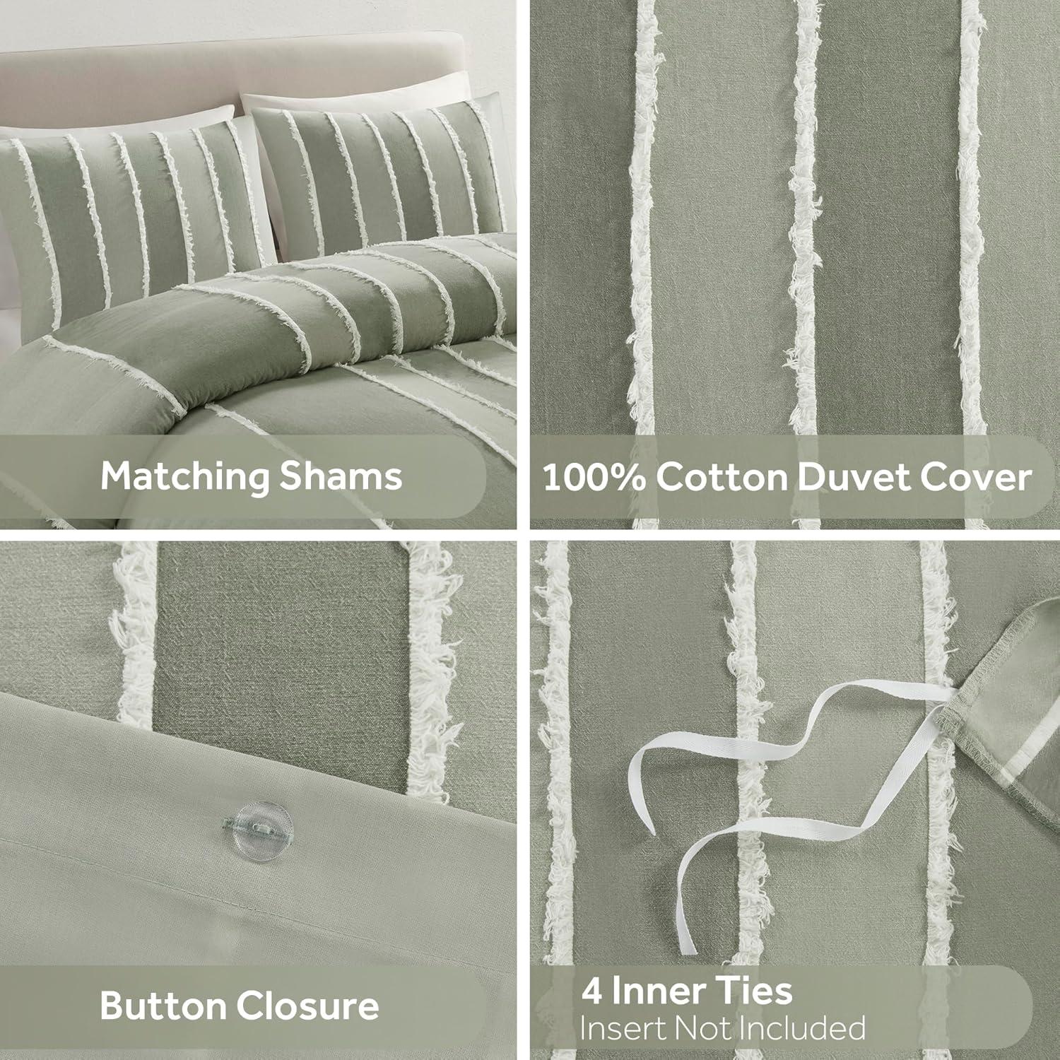 INK+IVY Shay 3 Piece Striped Cotton Duvet Cover Set