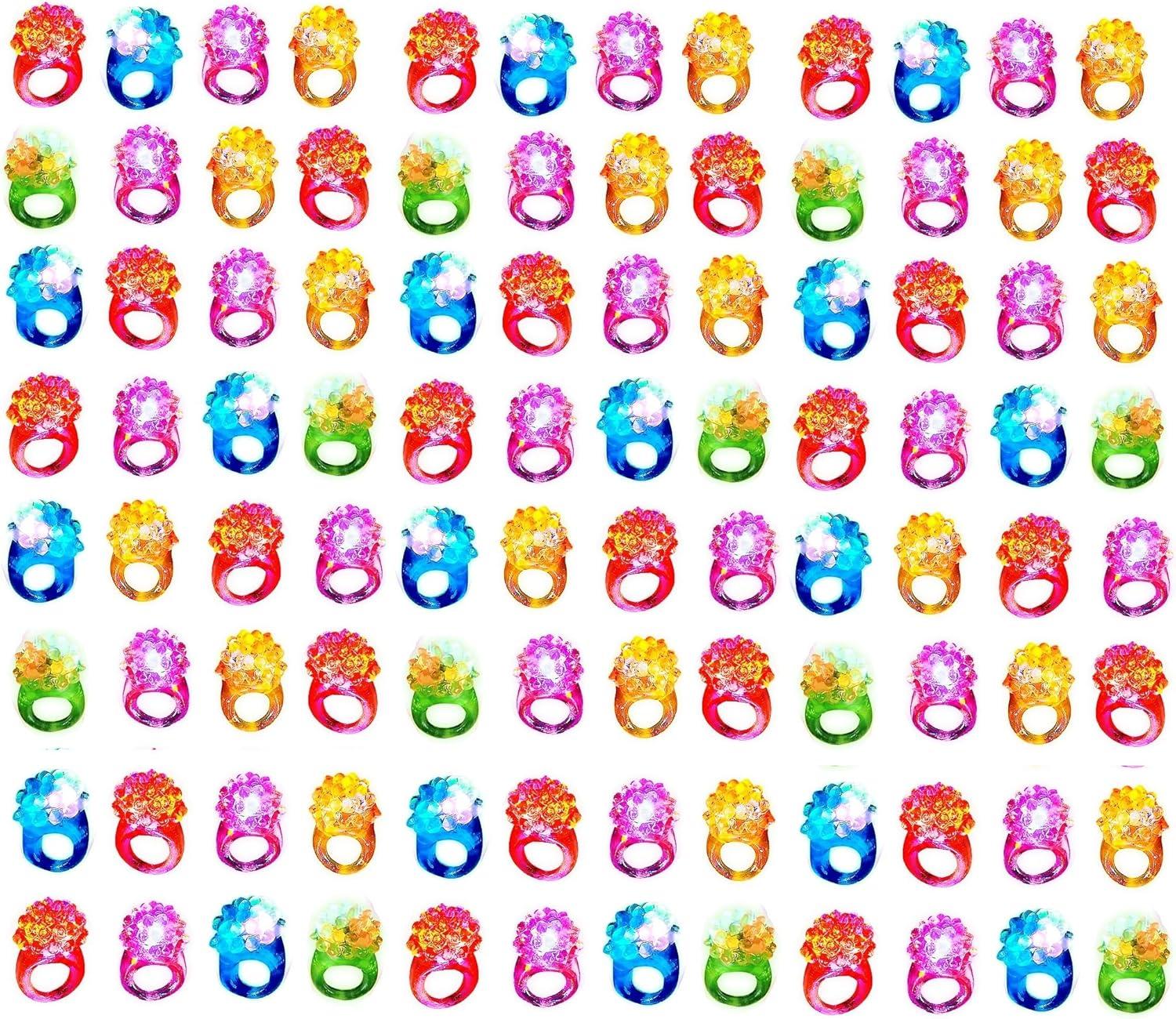 Assorted Multicolor Jelly LED Flashing Party Rings, 96 Count