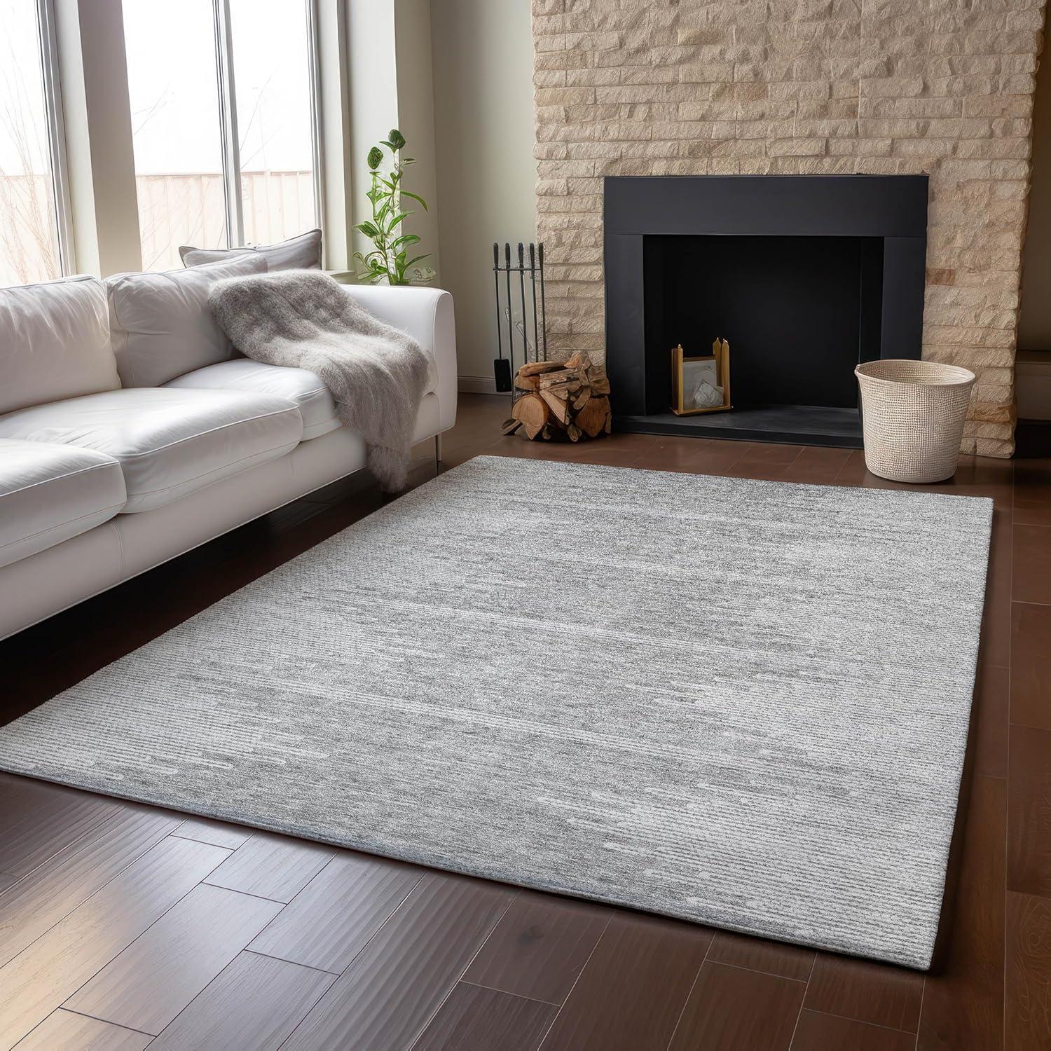 Addison Rugs Mayfield AMF647 Gray 2'6" x 3'10" Indoor Premium Machine Washable Rug, Silky Soft, Easy Clean, Non Shedding, Bedroom, Living Room, Dining Room, Kitchen, Patio Rug