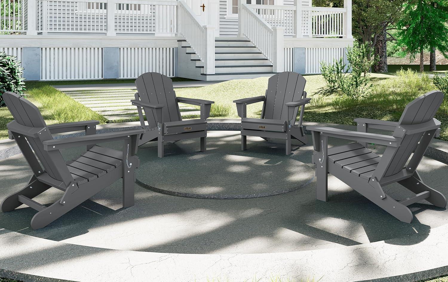 SERWALL Adirondack Chair for Patio Garden Outdoors Fire Pit- (Folding Gray)
