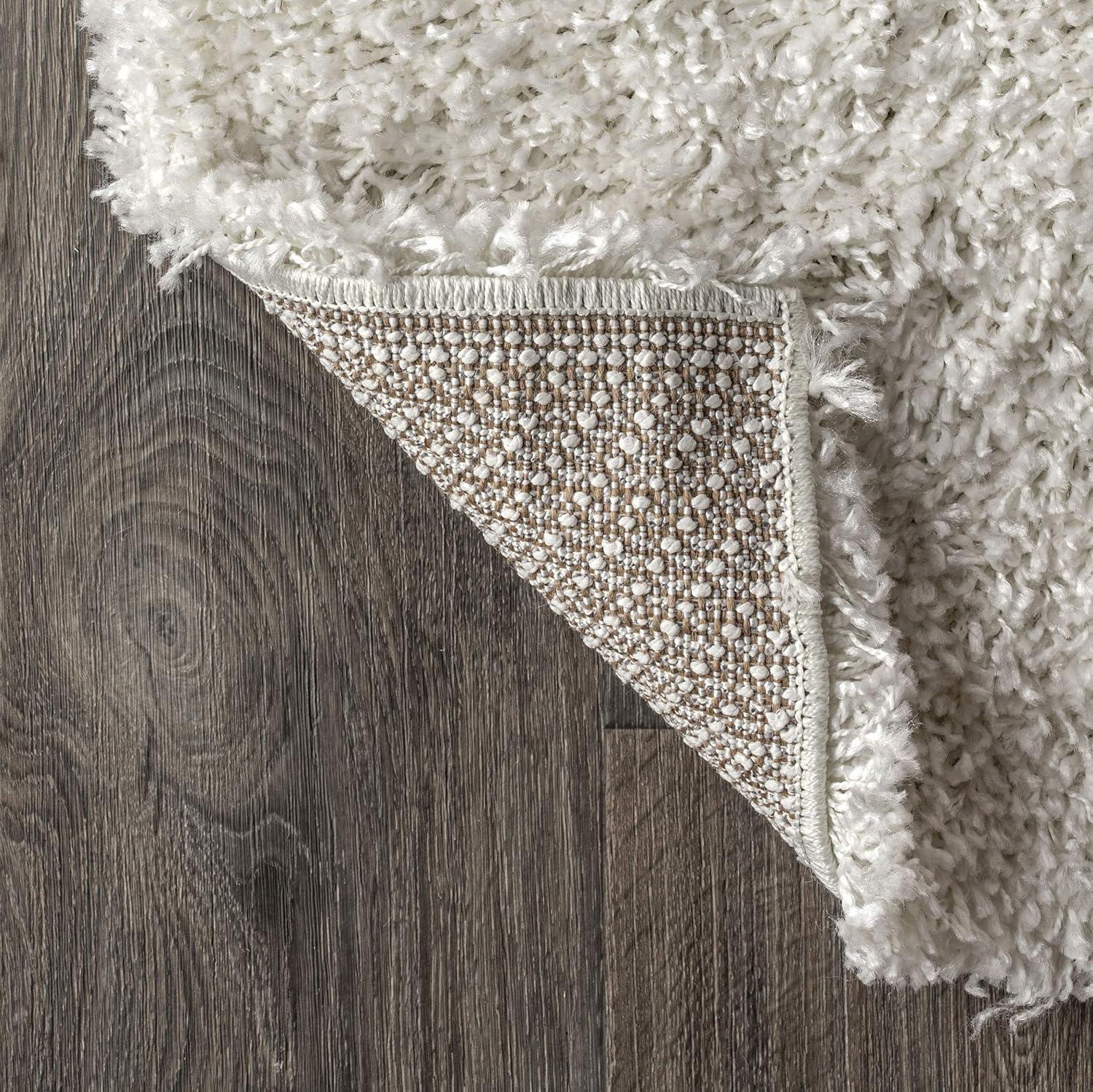 5'x8' Mercer Shag Plush Area Rug, White - JONATHAN Y
