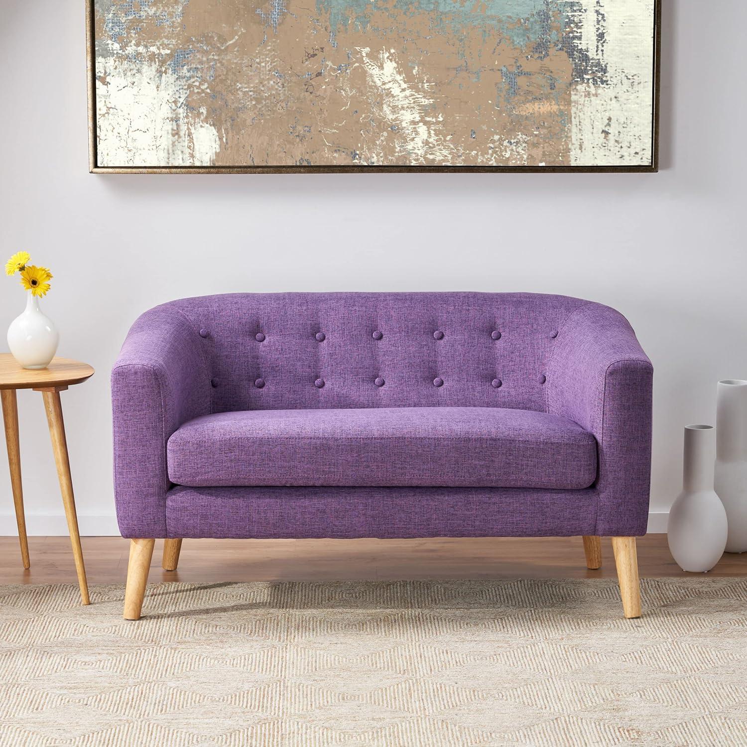 Bridie Mid-Century Loveseat Muted Purple - Christopher Knight Home: Stylish 2-Seater, Polyester Upholstery, Hardwood Frame