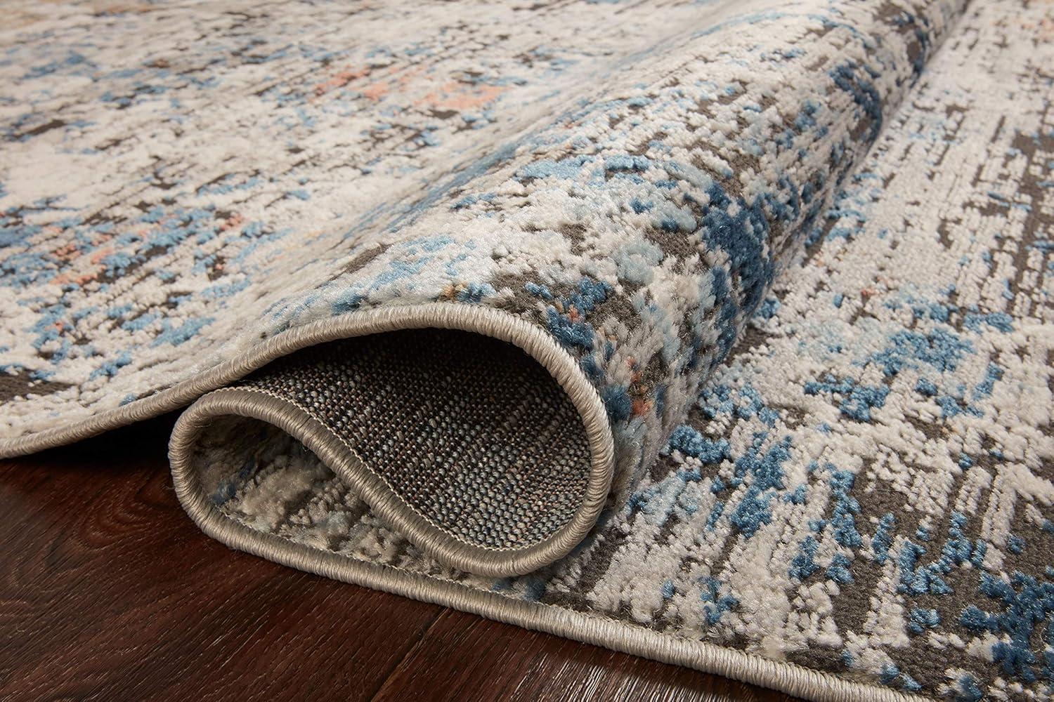 Gray and Multi-Color Stain-Resistant Synthetic Runner Rug