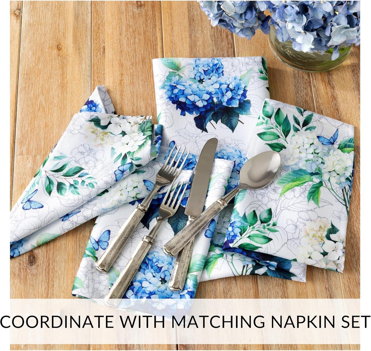 Hydrangea Bloom Floral Double Border Tablecloth - Multicolor - 60x144 - Elrene Home Fashions