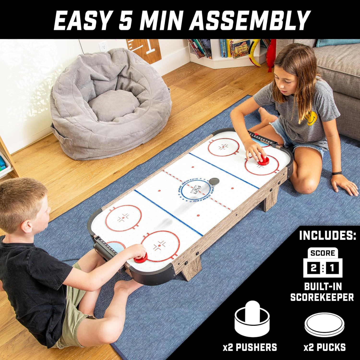 GoSports 40 Inch Table Top Air Hockey Game for Kids - Oak