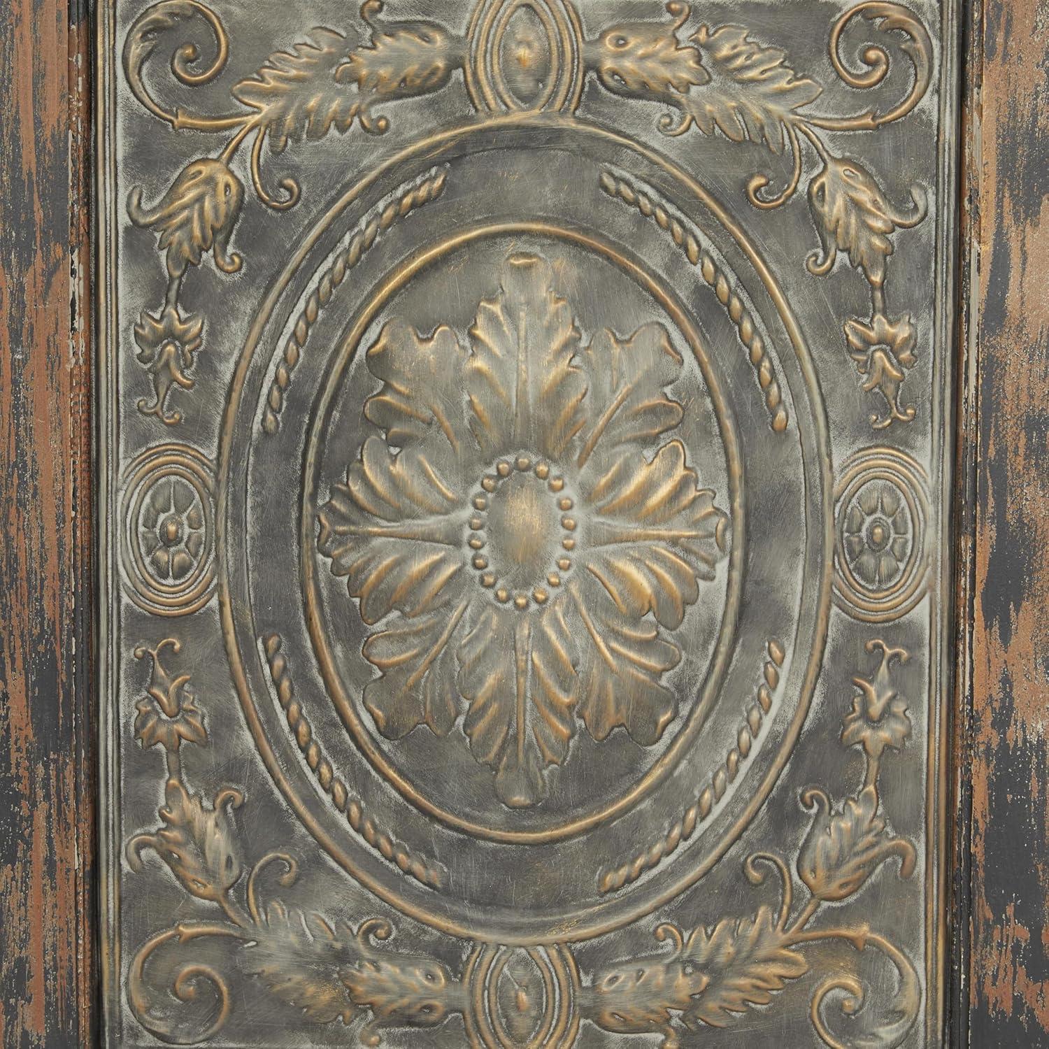 DecMode Decoración de Pared de Metal y Madera Inspirada en Puertas Arqueadas Rústicas 72" de Alto x 19 de Largo, Acabado en Marrón Desgastado con Carácter Orgánico