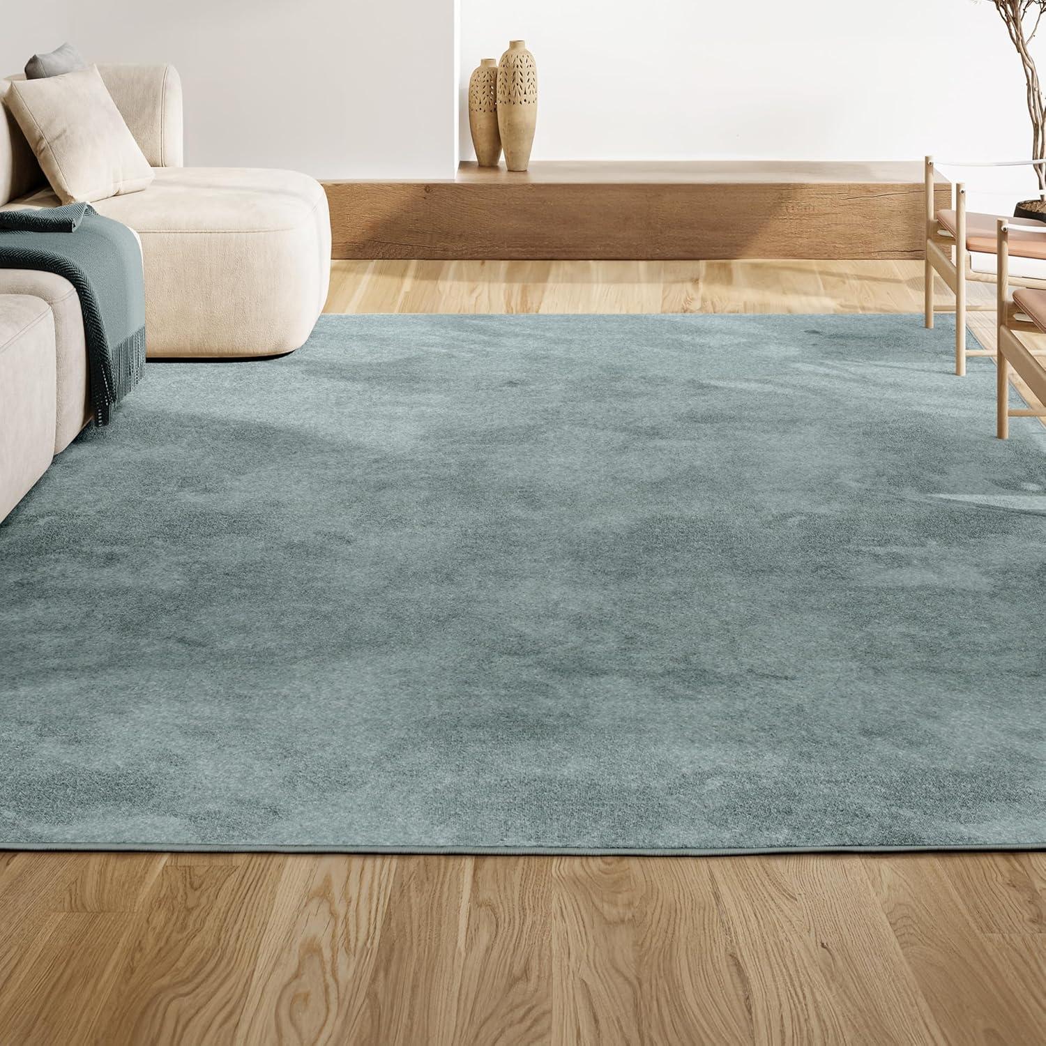 8'x10' Haze Solid Low-Pile, Light Blue - JONATHAN Y