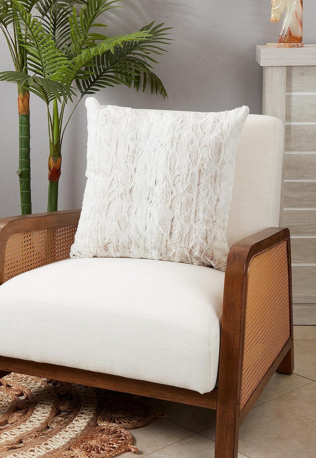 Oversize Pampering Plushness Faux Fur Poly Filled Throw Pillow Off-White - Saro Lifestyle