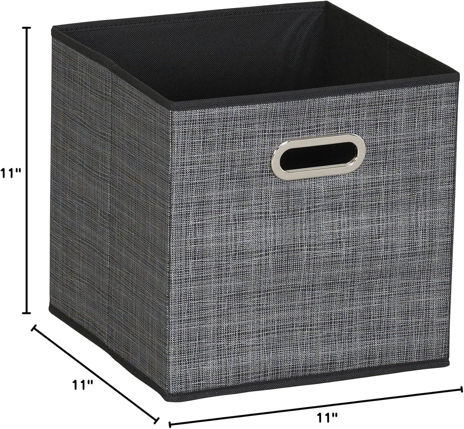 Household Essentials 11" Set of 6 Storage Bins Tan Mix: 11in Polyester Canvas, Folds Flat, No Assembly, Beige