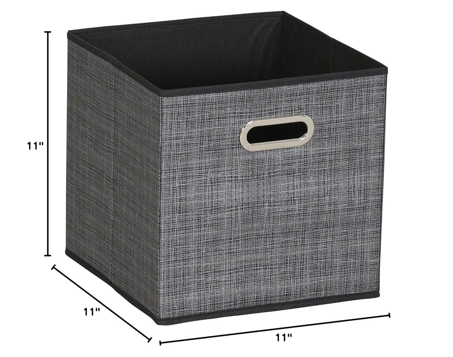 Household Essentials 11" Set of 6 Storage Bins Tan Mix: 11in Polyester Canvas, Folds Flat, No Assembly, Beige