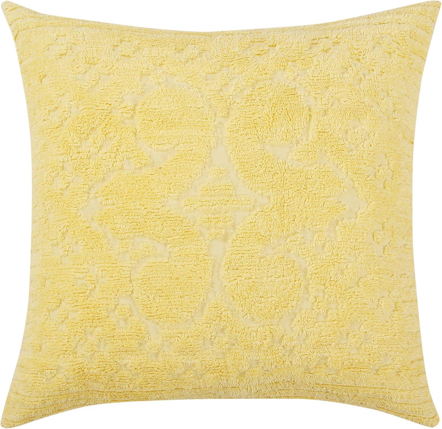 Euro Ashton Collection 100% Cotton Tufted Unique Luxurious Medallion Design Pillow Shams Yellow - Better Trends