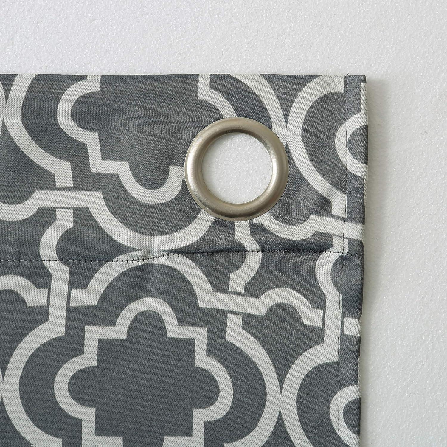40"x84" Sun Zero Blackout Barnett Trellis Grommet Curtain Panel Gray: Thermal Insulated, Energy Efficient, Noise Reduction