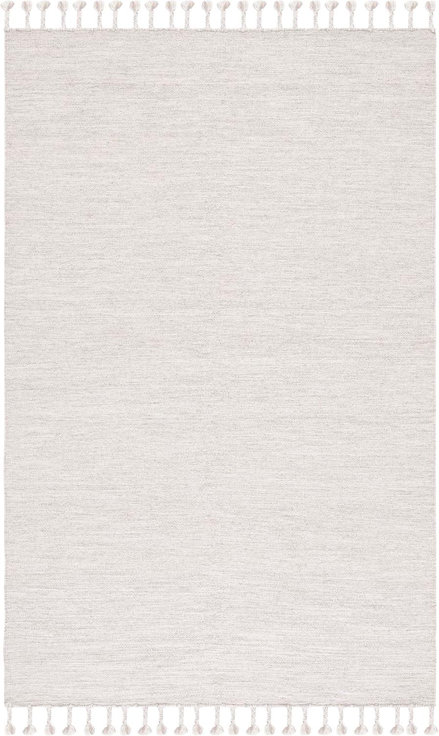 Classic Geometric Handwoven Wool 4' x 6' Area Rug in Beige