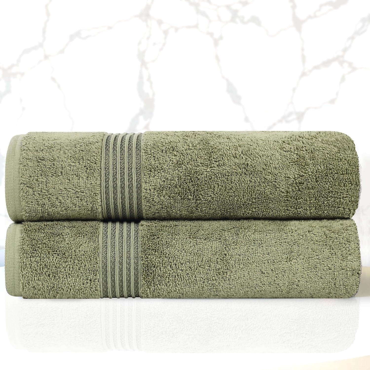 Superior Heritage Certified Egyptian Cotton Plush Absorbent Luxury Bath Towel (Set of 2)