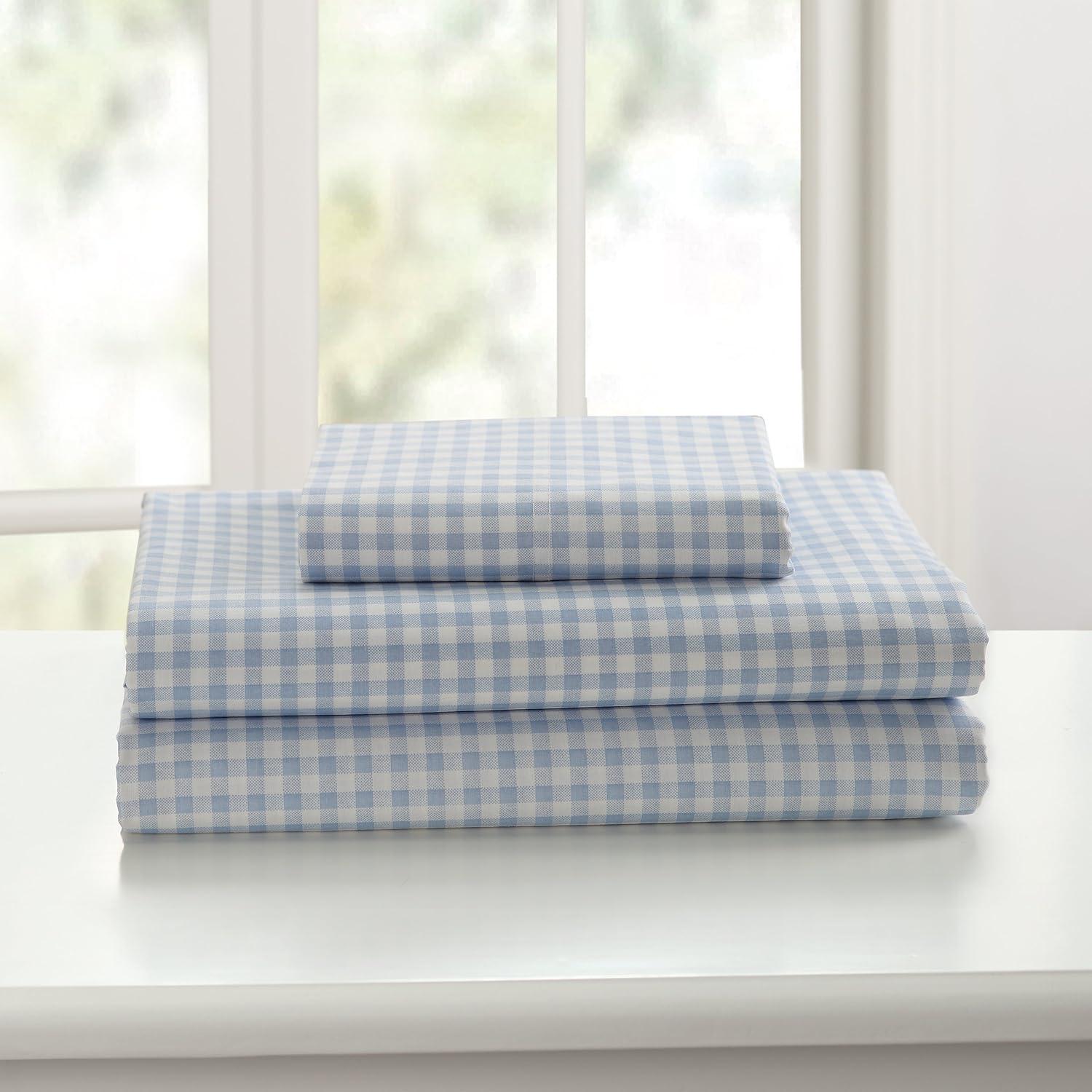 Gingham 250 Thread Count Plaid 100% Cotton Sheet Set
