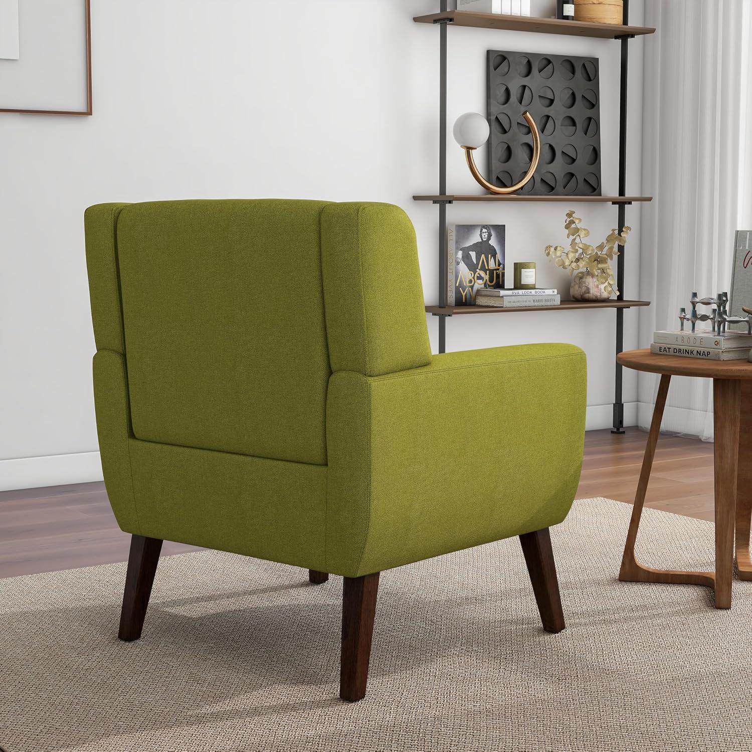 DREAMSIDEA Faux Leather Accent Chair for Living Room Morden Upholstered Armchair Green Chairs for Bedroom