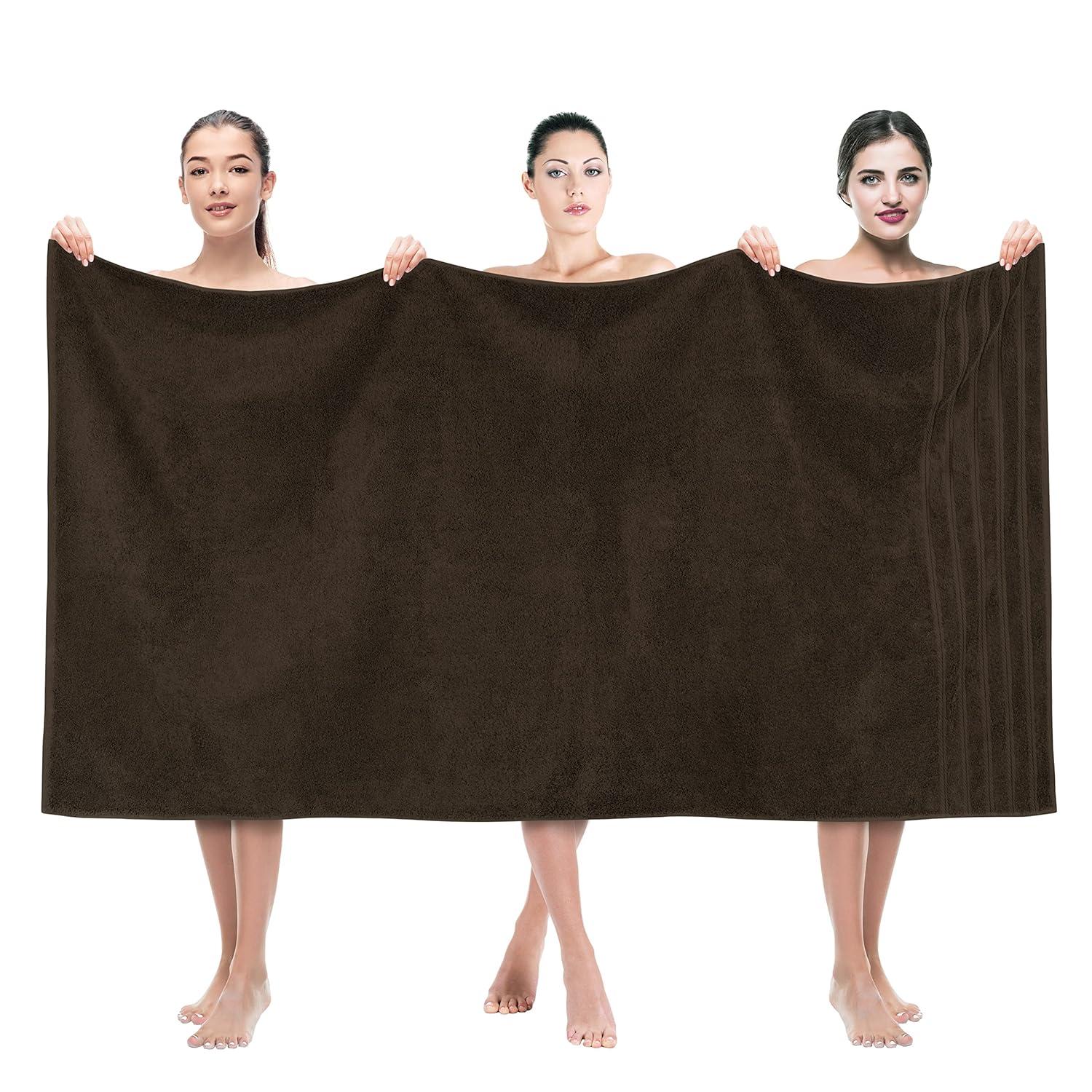 American Soft Linen Luxury 35x70 Jumbo Large Bath Towel, 100% Cotton Turkish Bath Towel Sheet, Brown