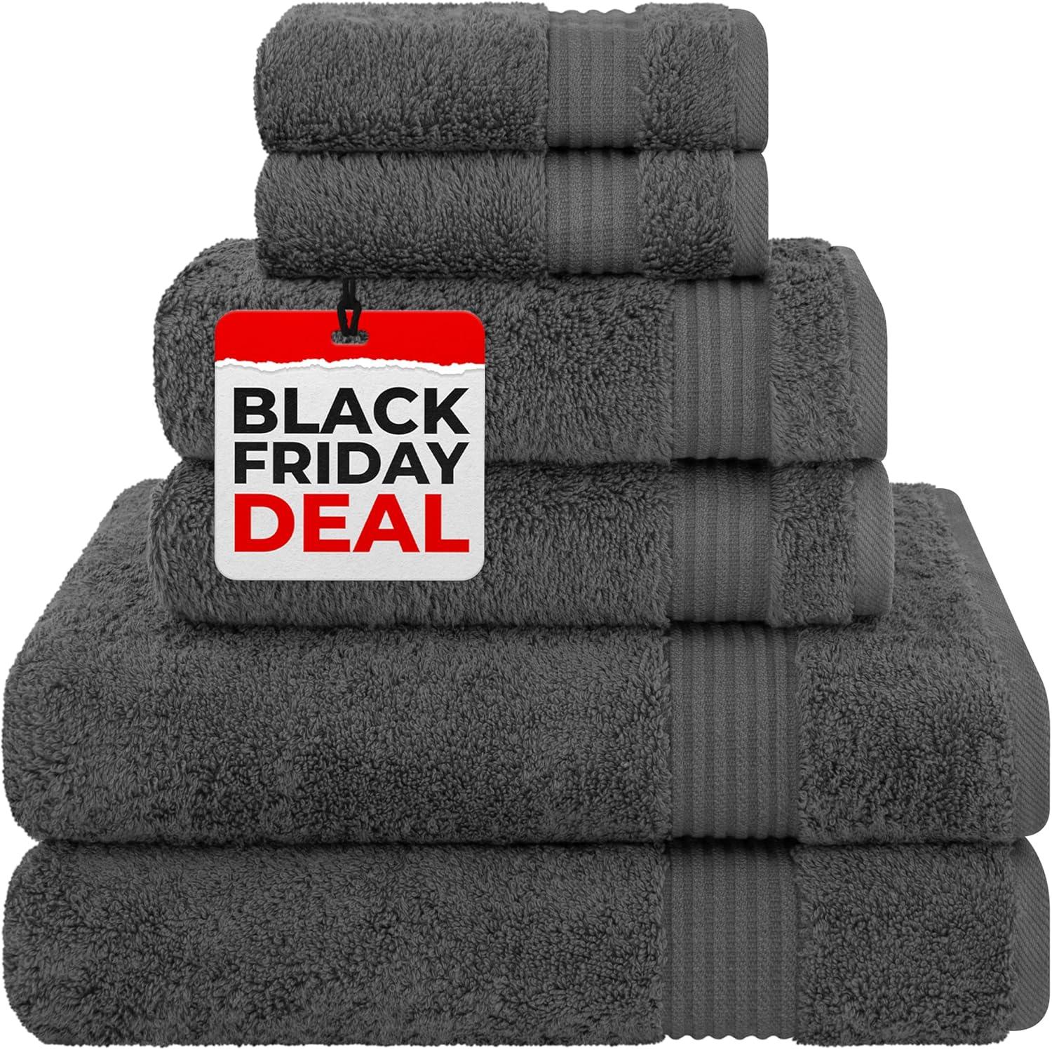 American Soft Linen Turkish Premium Quality 100% Cotton 6 Piece Towel Set, Soft Absorbent Quick Dry Bath Towels for Bathroom