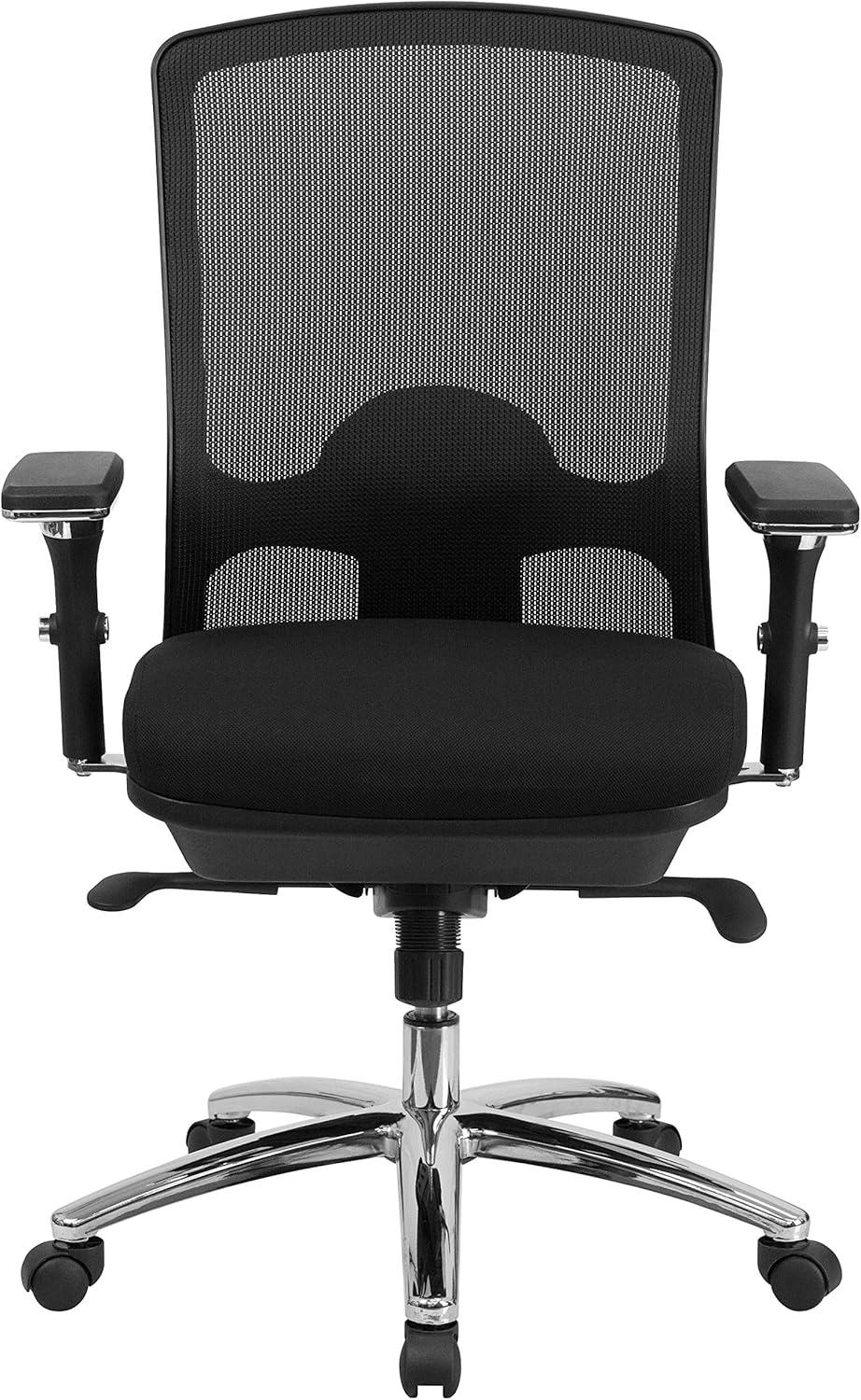 Flash Furniture HERCULES Series 24/7 Intensive Use Big & Tall 350 lb. Rated Black Mesh Multifunction Swivel Ergonomic Office Chair