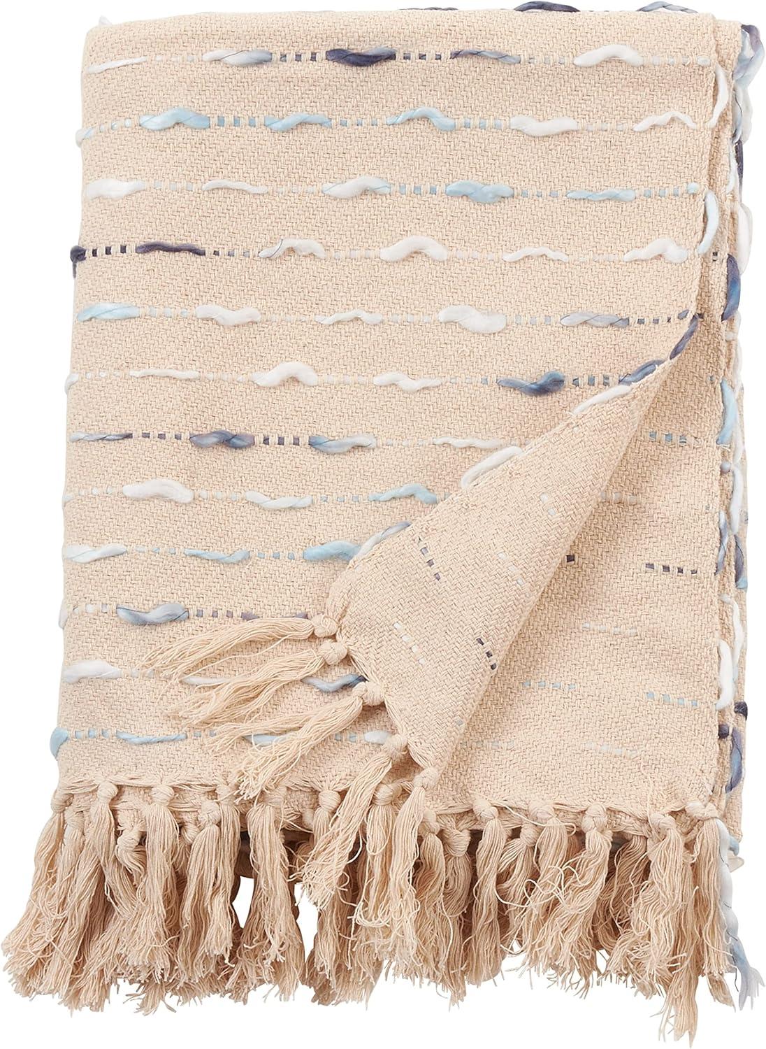 Saro Lifestyle Stitched Striped Throw With Tasseled Edges