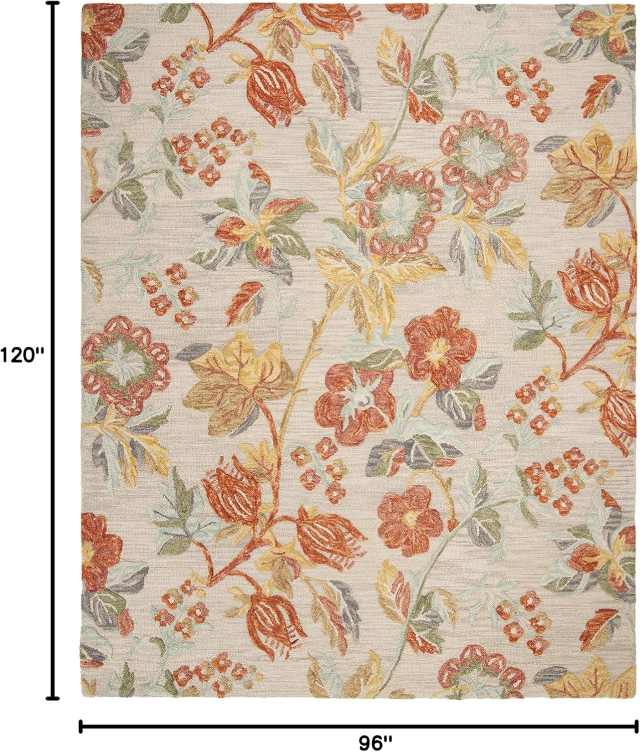 Blossom BLM458 Hand Tufted Area Rug - Grey/Red - 8'x10' - Safavieh.
