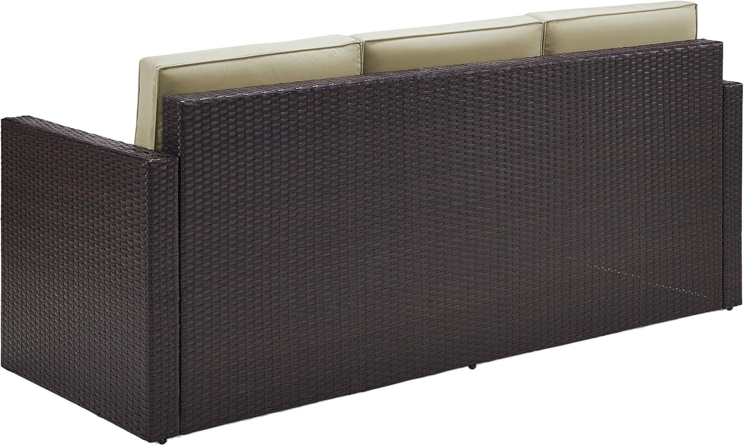 Palm Harbor Brown Wicker Outdoor Sofa with Sand Cushions