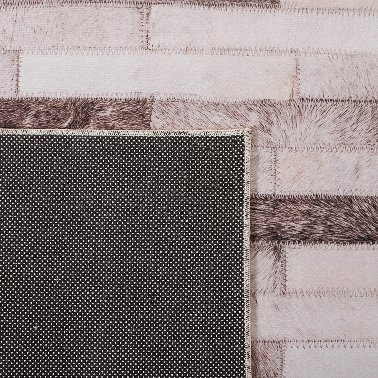 Faux Hide FAH500 Power Loomed Machine Washable Area Rug - Beige/Brown - 6'x9' - Safavieh.