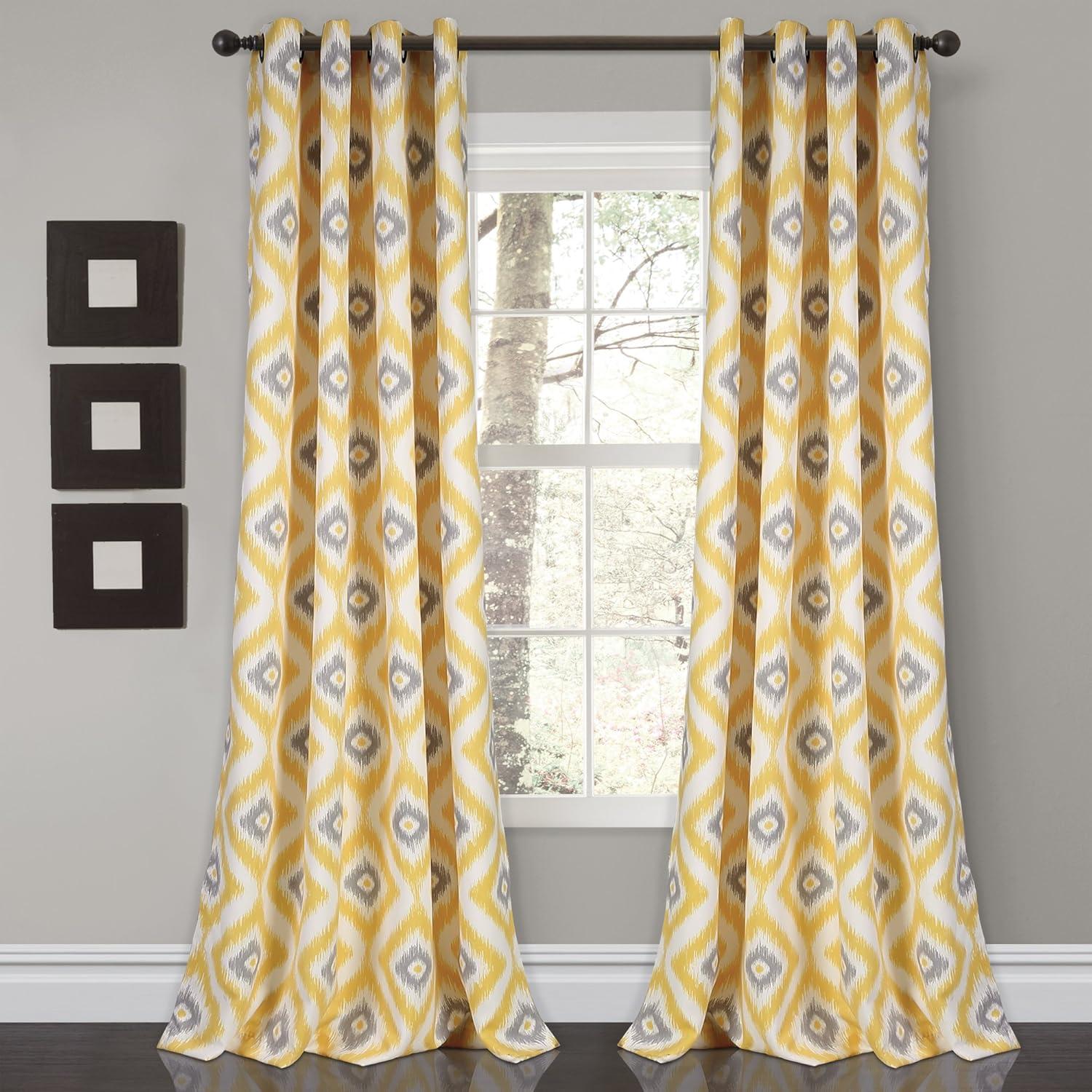Lush Decor Diamond Ikat Polyester Semi Sheer Curtain Pair (Set of 2)