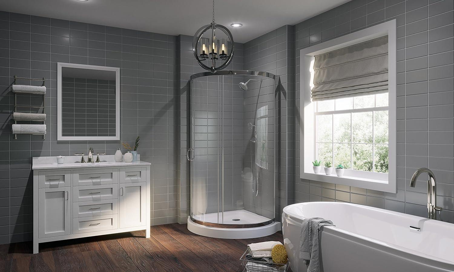 Ove Decors Breeze_36_without_walls OVE Decors Breeze Premium 40 in. Round Shower Kit w/ Clear, Base in Chrome Finish