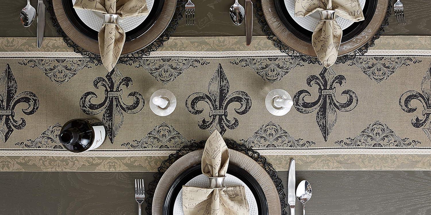 Design Imports Fleur De Lis Stripe Jacquard Table Runner - 14 x 72"