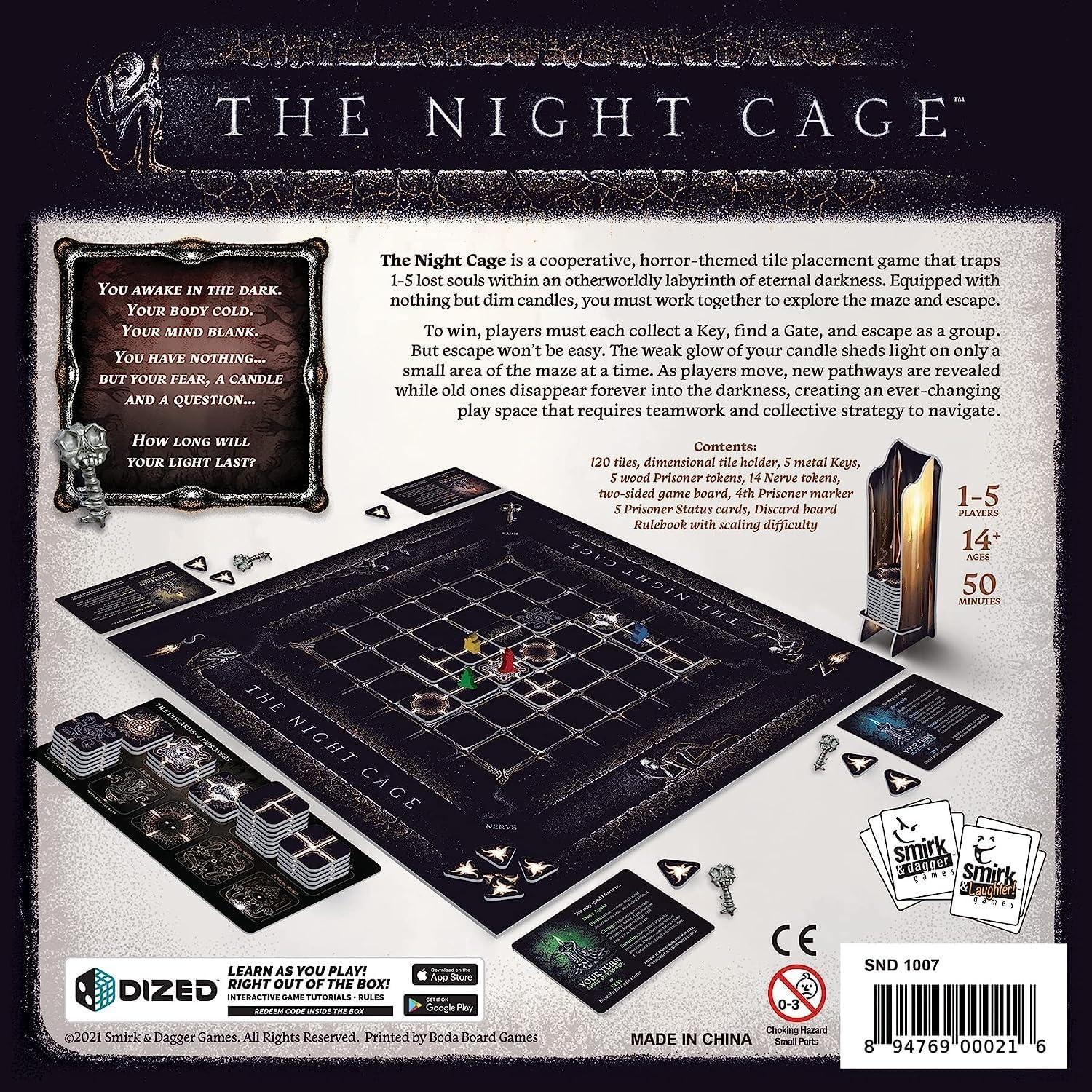 Smirk & Dagger Games: The Night Cage - Cooperative Horror Board Game, 1-5 Players, Ages 14+, 40-50 Min Game Play