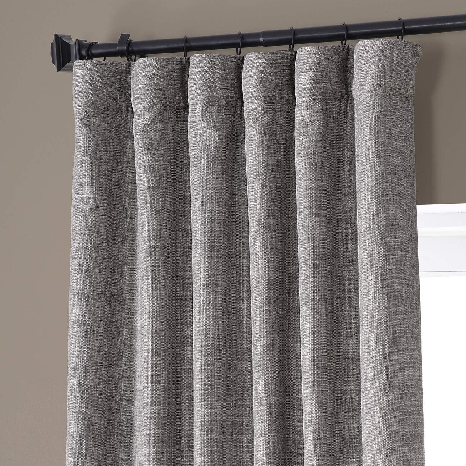 Slate Gray Faux Linen Blackout Curtain Panel 50" x 96"