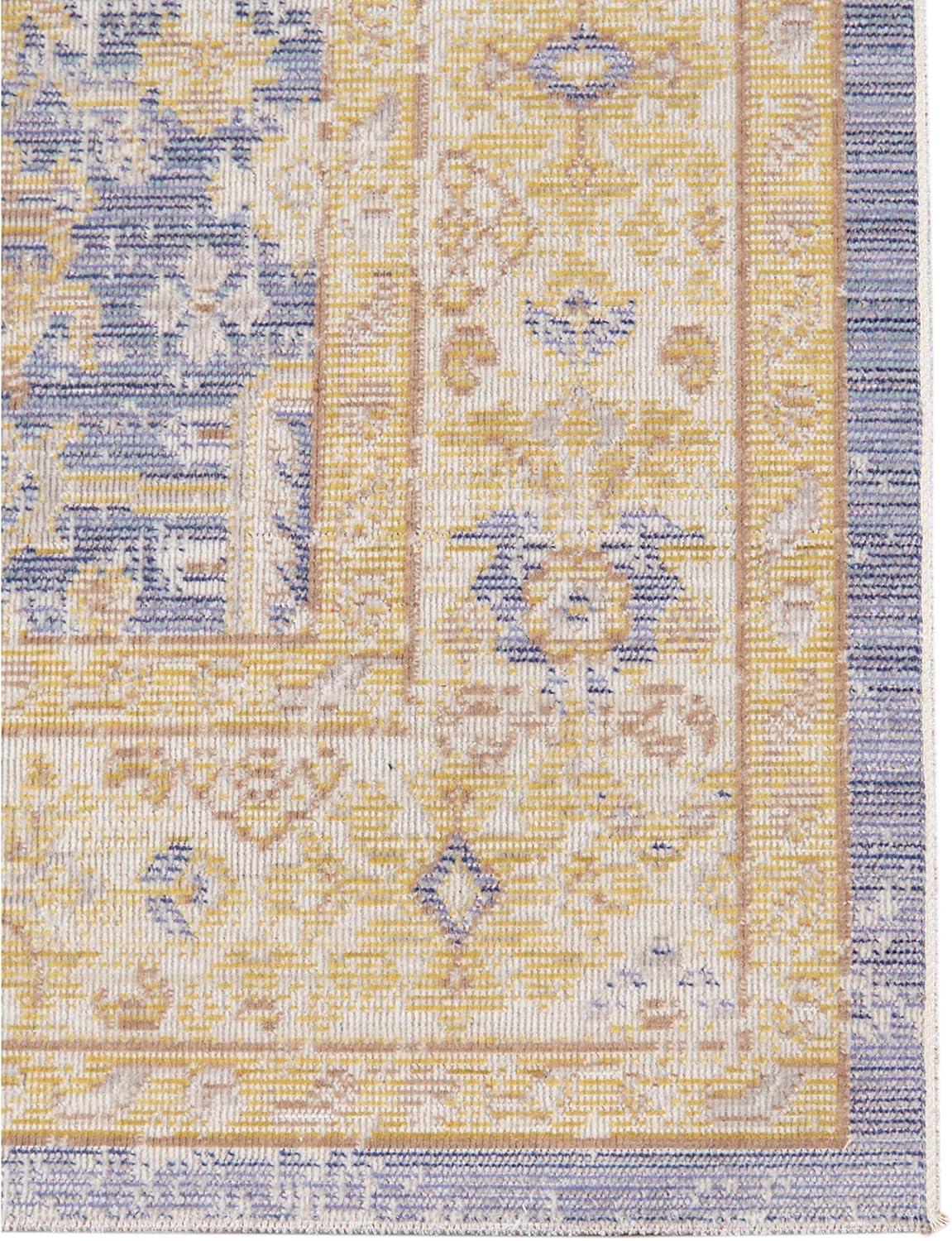 Loomed Vintage Light Blue Polyester 2'x3' Accent Rug