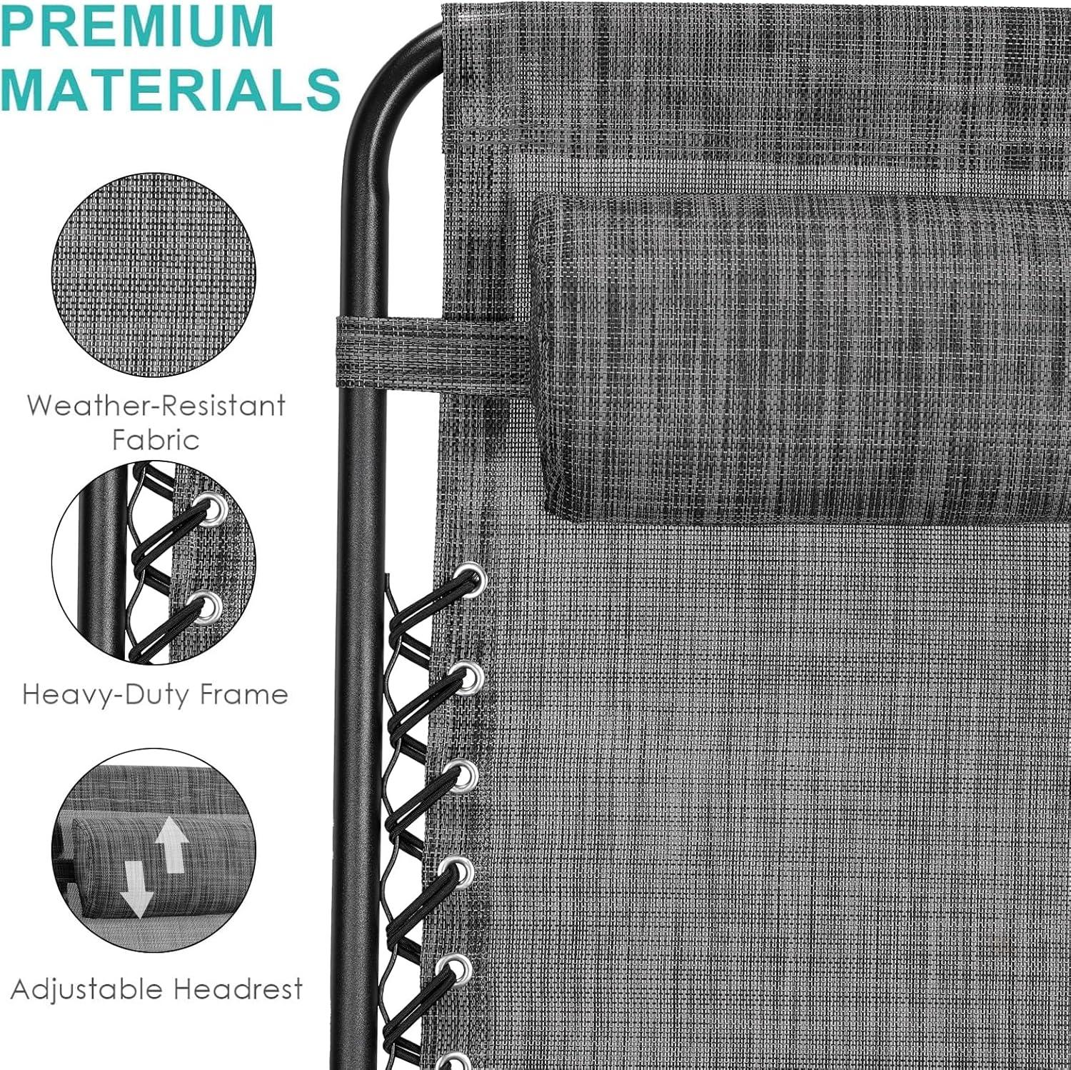 Arlmont & Co. Zero Gravity Chair Set of 2, Outdoor Folding Lounge W/Detachable Headrest & Holder Tray, Adjustable Textilene Lawn Reclining, No Assembly Required, for Patio, Backyard, Garden, Poolside,