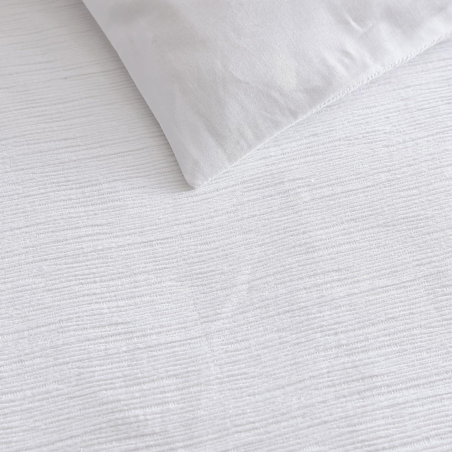 Vera Wang Vera Wang Solid Textured Pleats White Duvet Cover Set