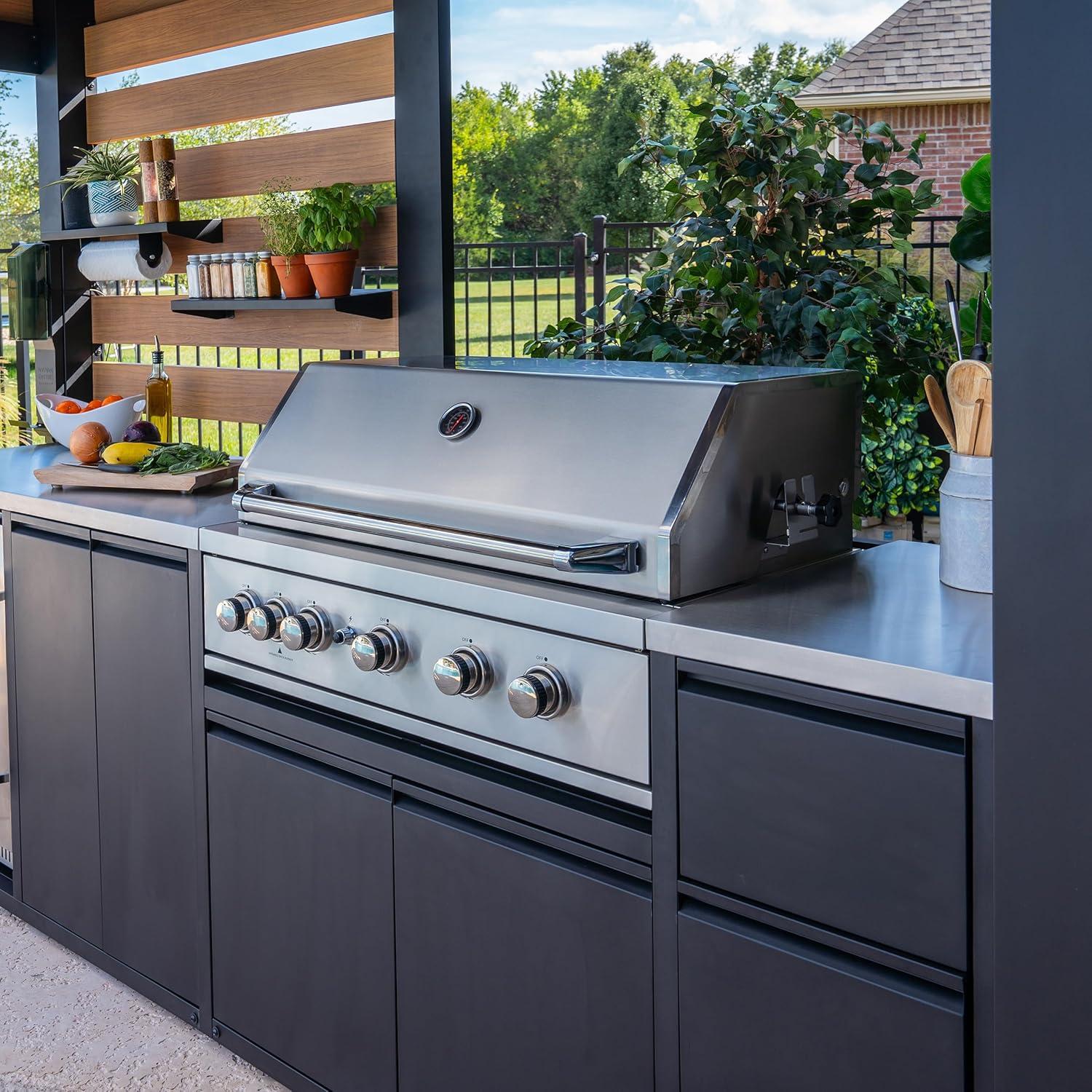 Backyard Discovery Fusion Flame Outdoor Kitchen, Grill, and Refrigerator